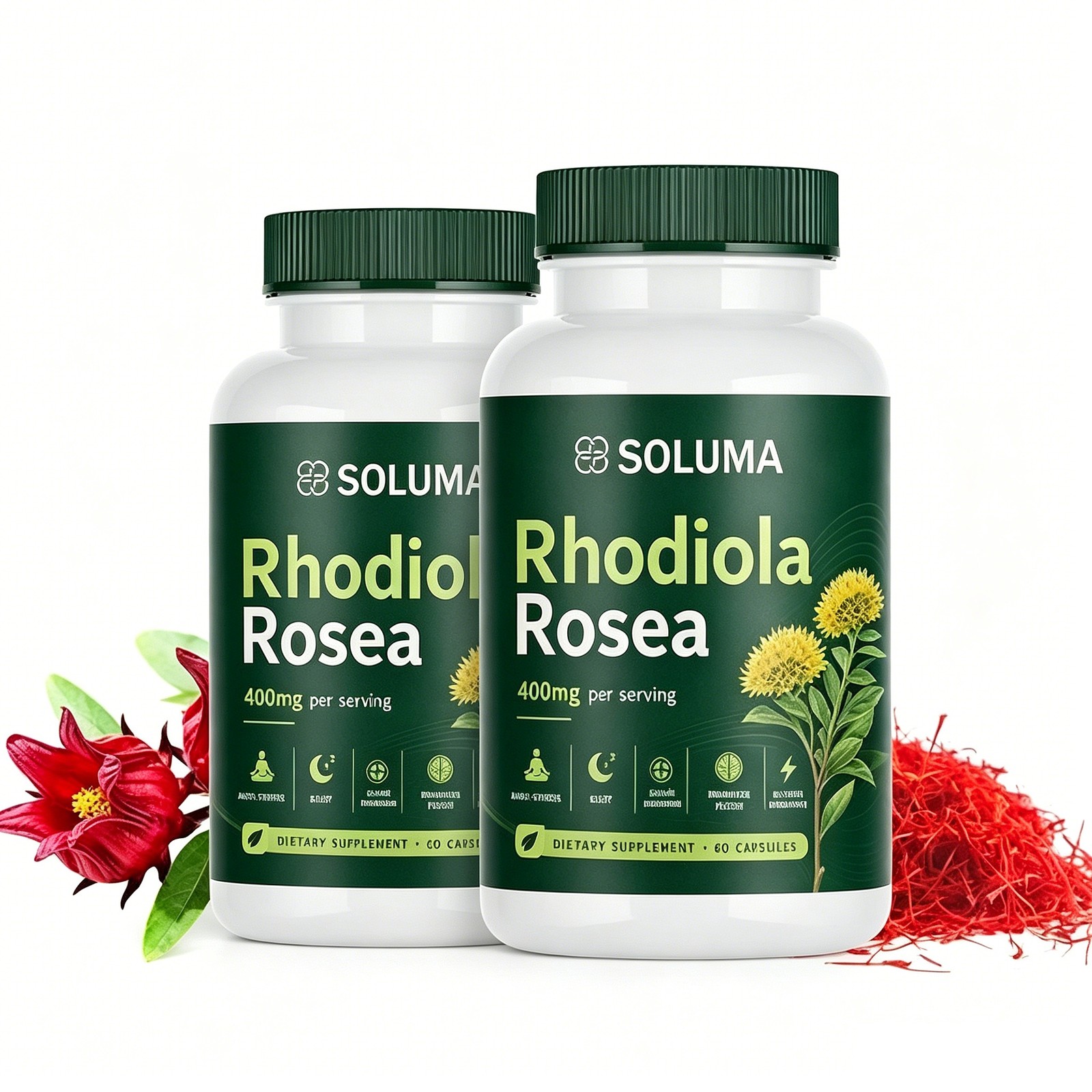 Soluma Rhodiola Rosea, 400mg Per Serving With Bioperine, 60 Capsules (1-3Set)