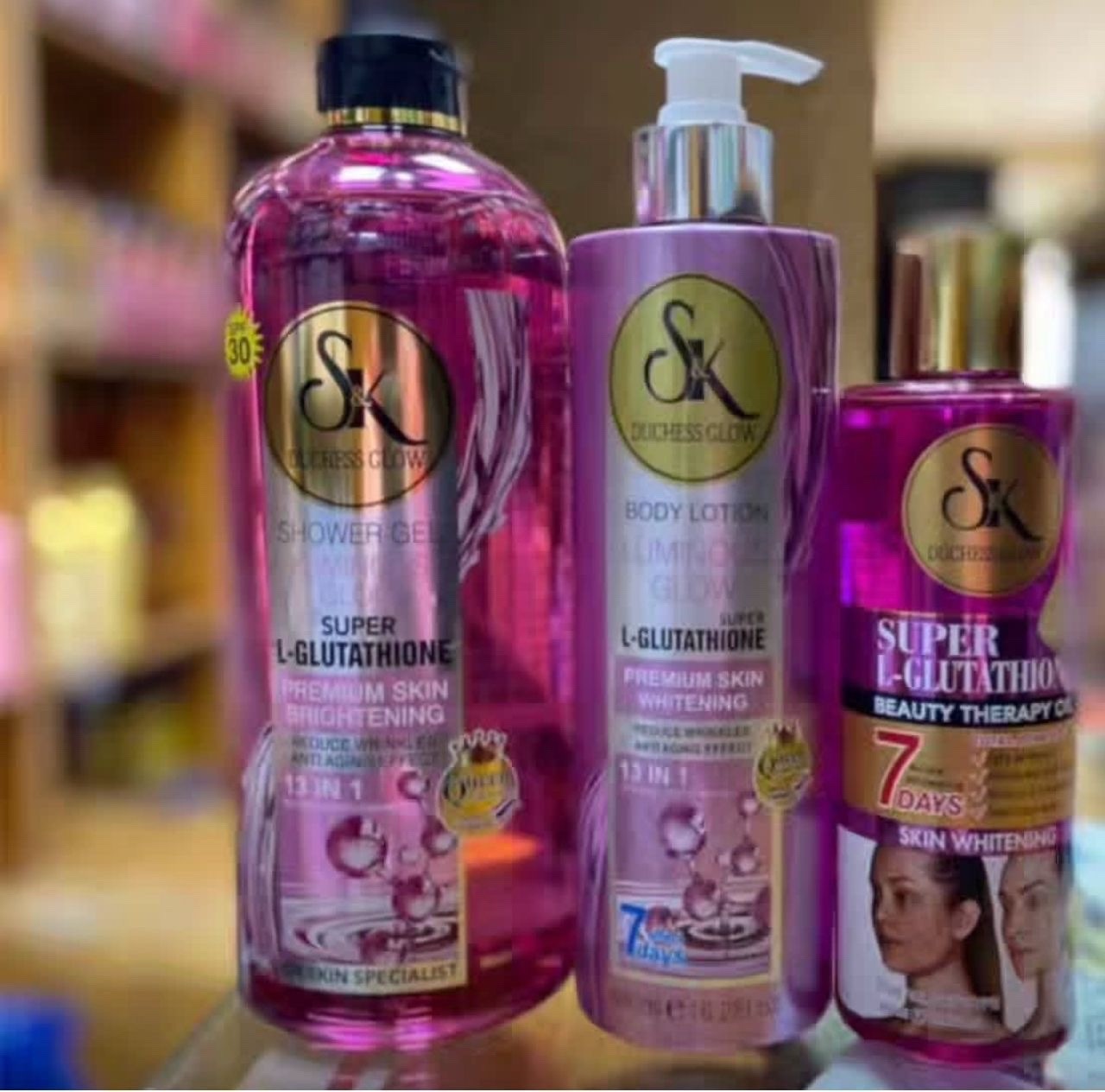 SK Duchess Glow L-Glutathione Premium Skin Shower Gel, lotion and oil 3 pcs