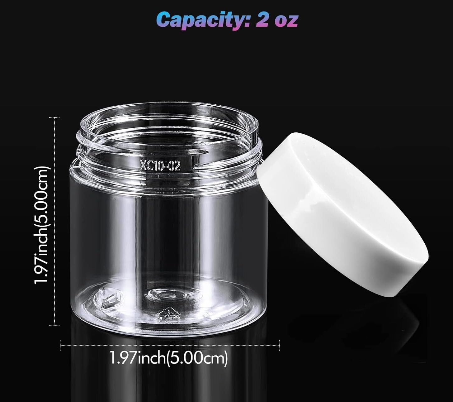 36 Pack, 2 OZ Plastic Jars Round Clear Cosmetic Container Jars with White Lids