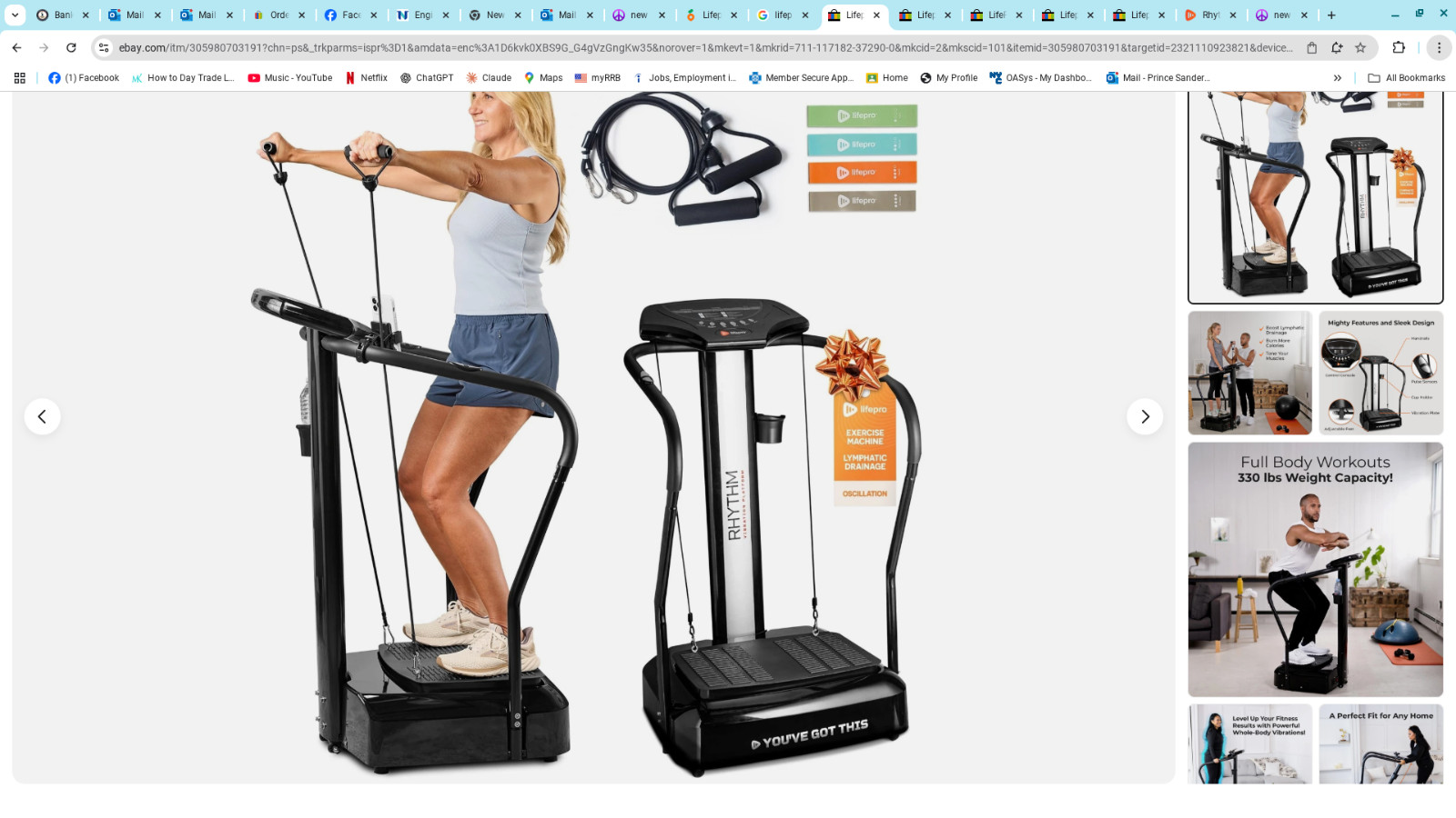Lifepro Rhythm Vibration Plate Body Exercise Workout Equipment Machine(Open Box)
