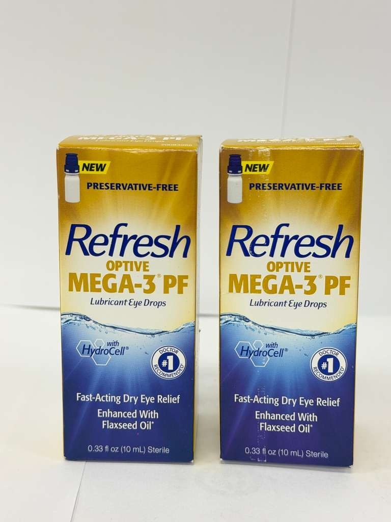 Refresh OPTIVE MEGA-3 PF Lubricant Eye Drops 0.33 Fl Oz (10mL) (2 pack)