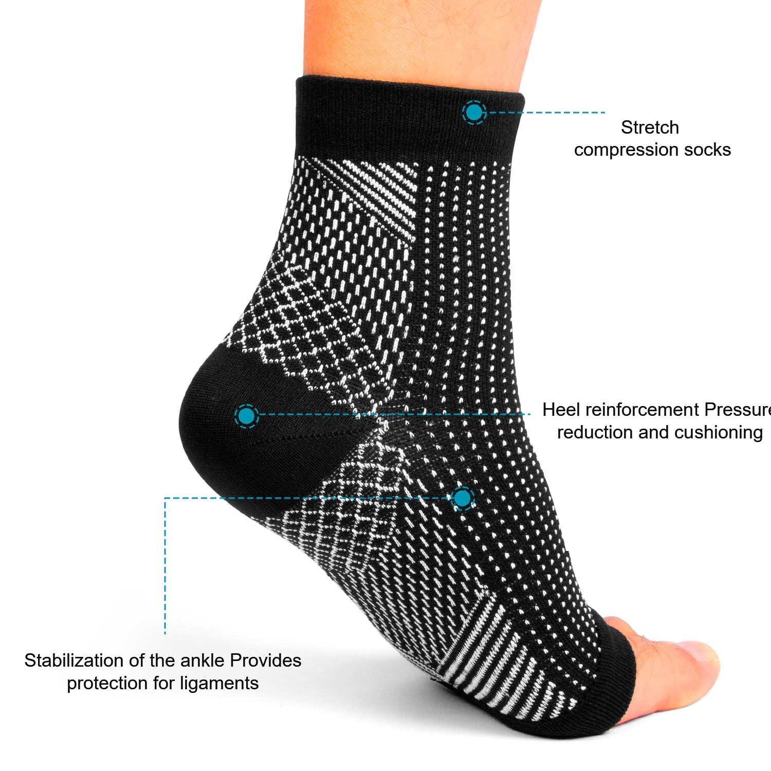 Nylon Ankle Support Brace Compression Sleeve Socks Elastic Foot Pain Relief USA