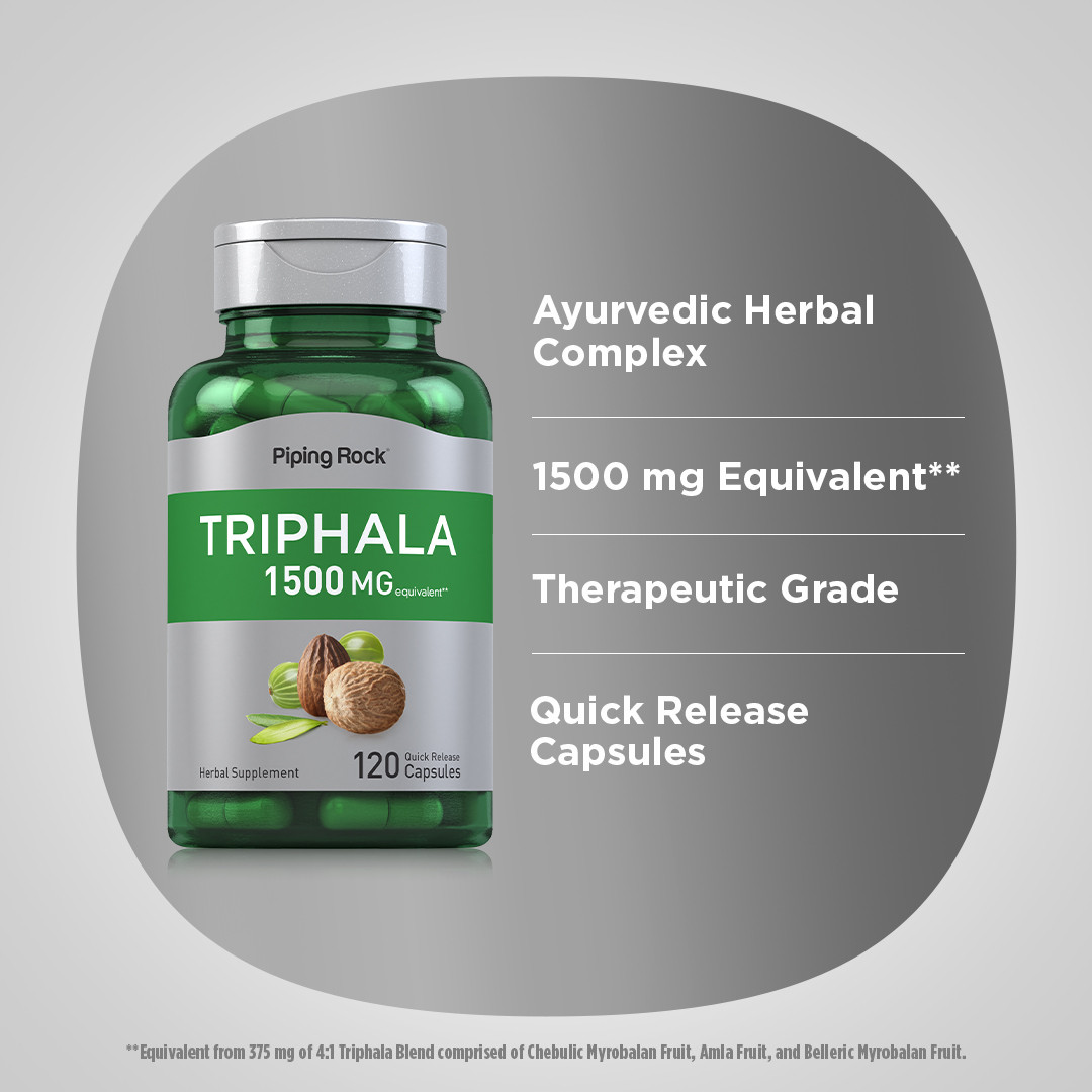 Triphala Capsules | 1500mg | 120 Count | Non-GMO | by Piping Rock