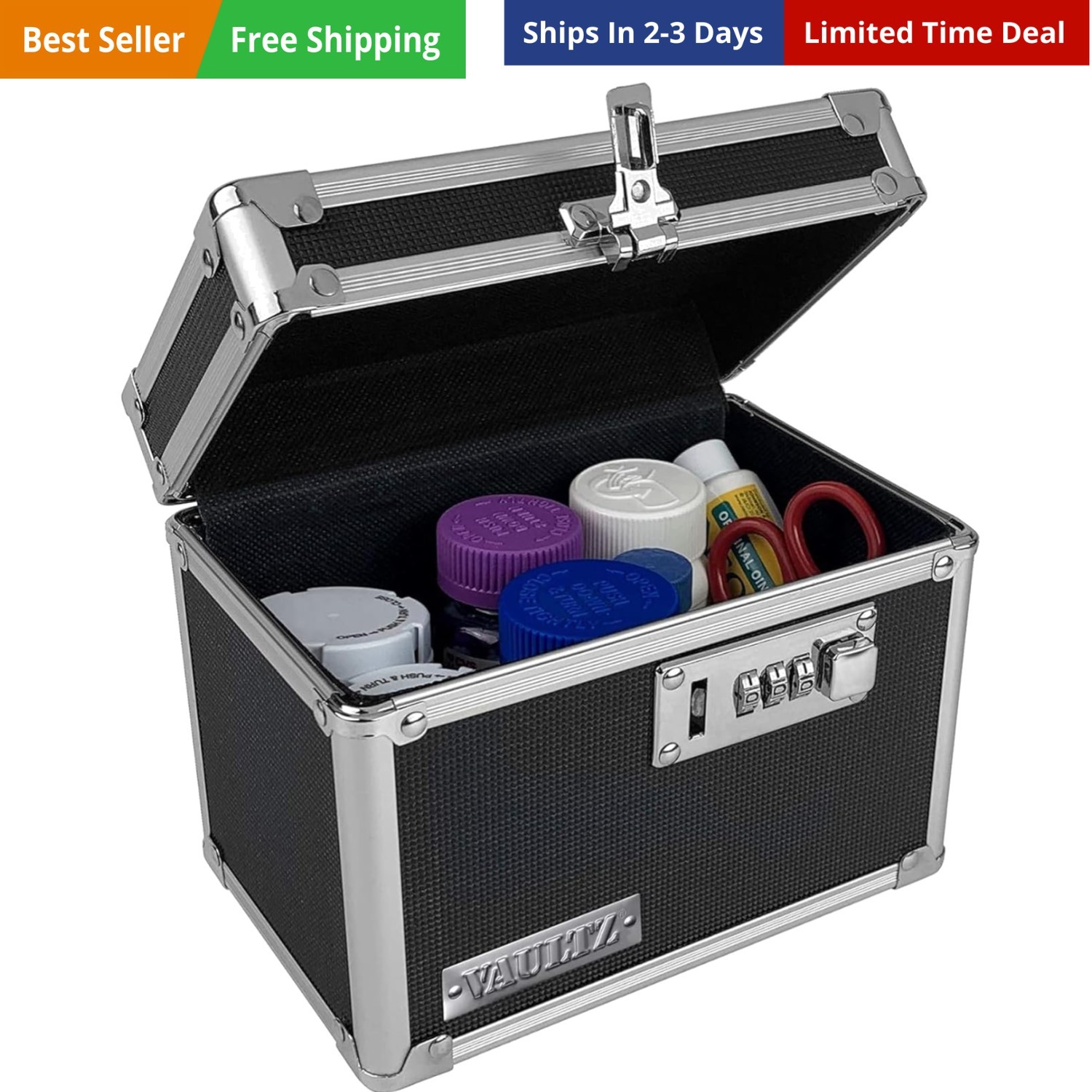 Locking Medicine Box with Combination Lock – Secure Metal Lock Box Safe for M…