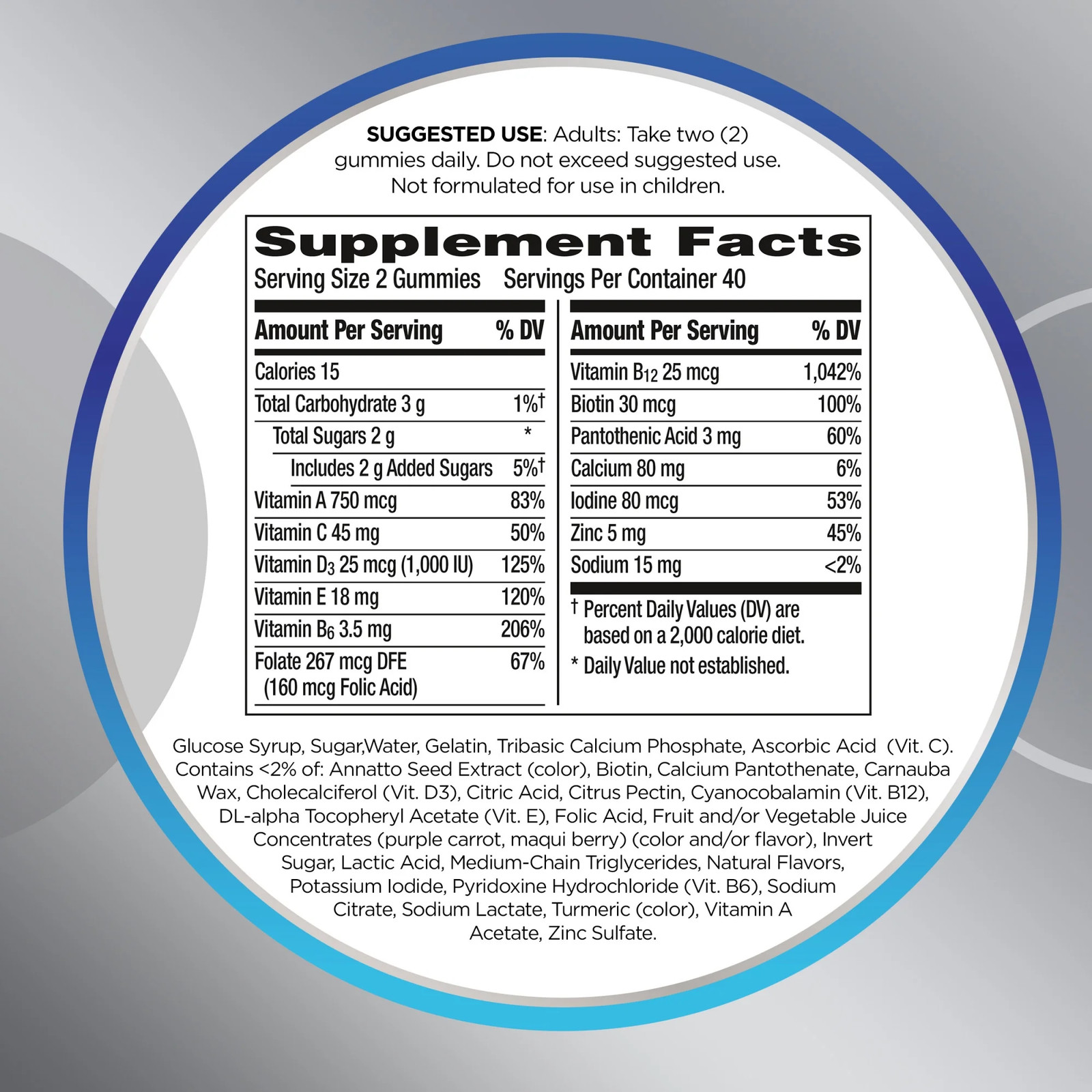 Multigummies Mens 50 plus Gummy Multivitamin with Vitamin A, B, C, D &