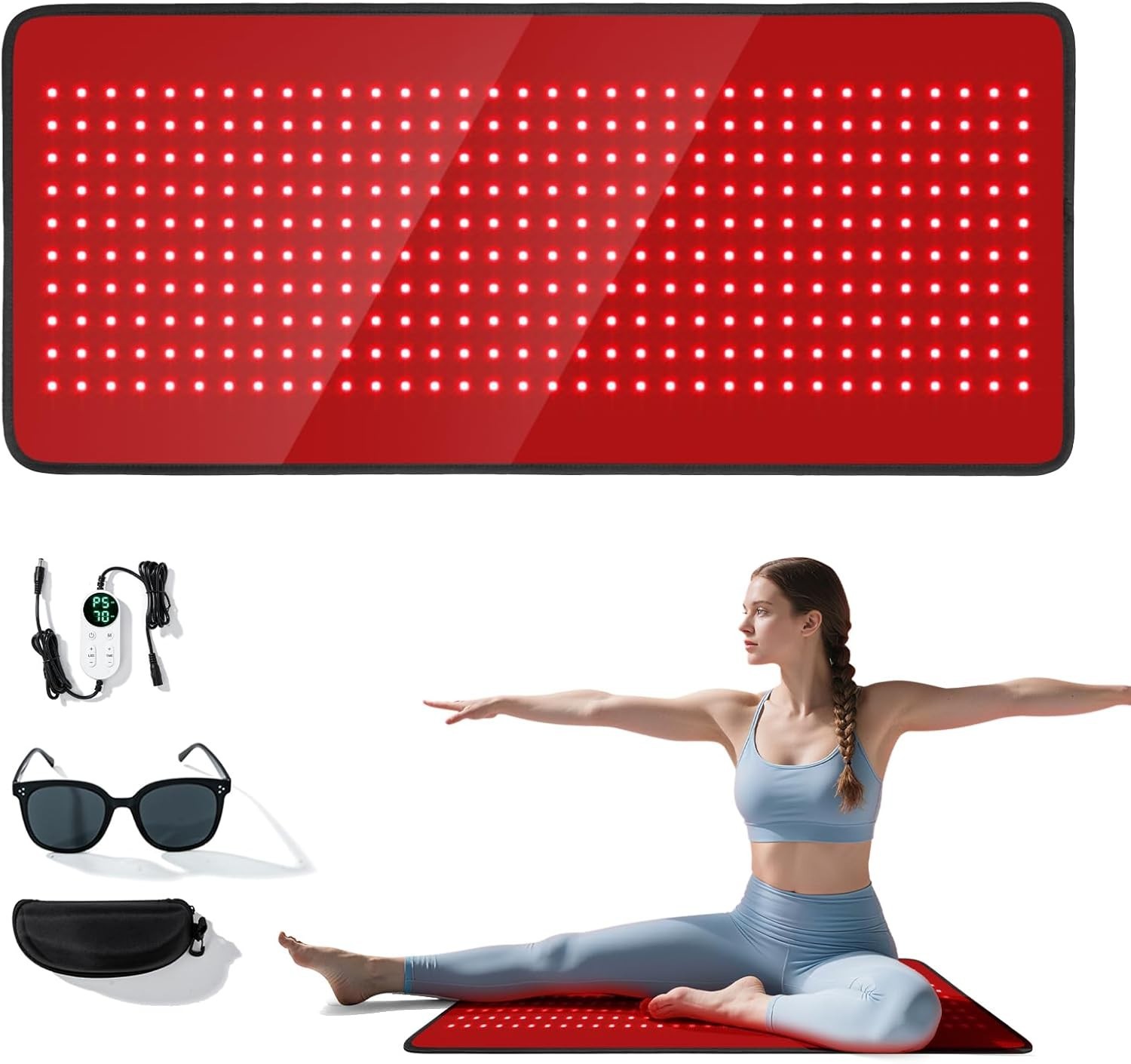 Red Light Therapy Mat for Full Body, Foldable 340 LEDs Near Infrared Light Thera