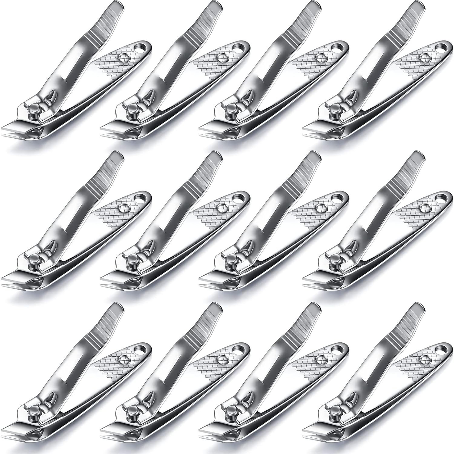 12 Pcs Slanted Edge Nail Clippers Metal Side Cuticle As Picture Show