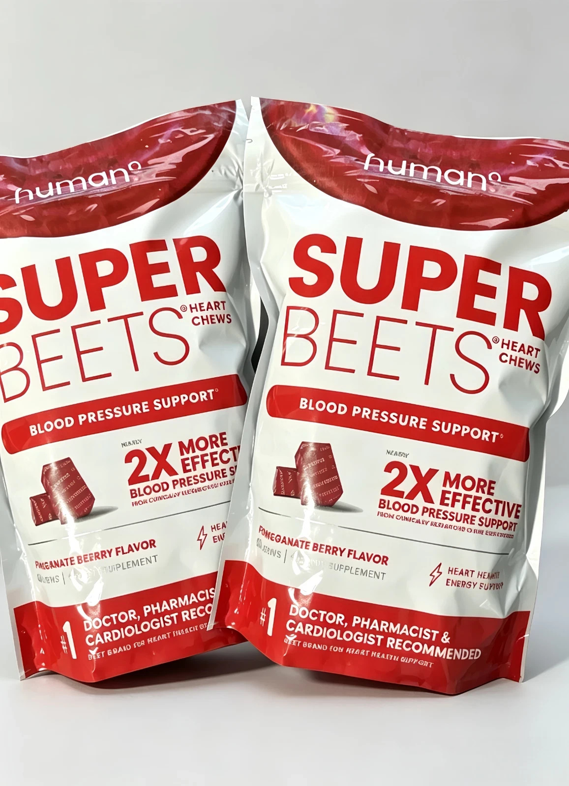 2 Pack HumanN – SUPER BEETS Heart Chews, Pomegranate, 60 Count,FREE SHIP
