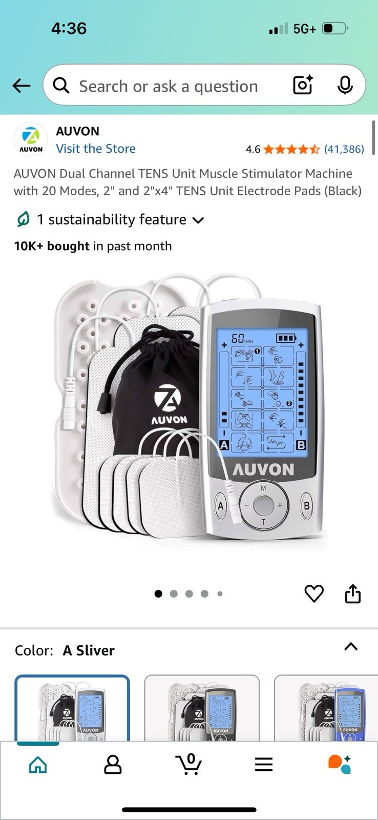 Dual Channel TENS Unit Muscle Simulator Machine with 20 Modes, 2” & 2 1/4” Pads