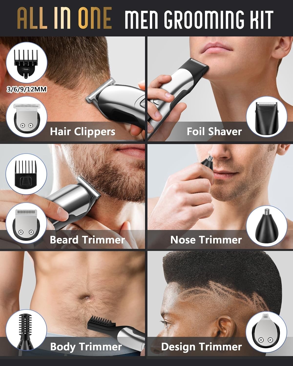 Multi-functional Electric Razor Grooming Kit: Waterproof, Precise & Rechargeable