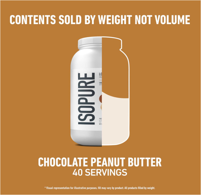 Isopure Low Carb Whey Protein Isolate, Chocolate Peanut Butter, 3 lb, 40 Serving