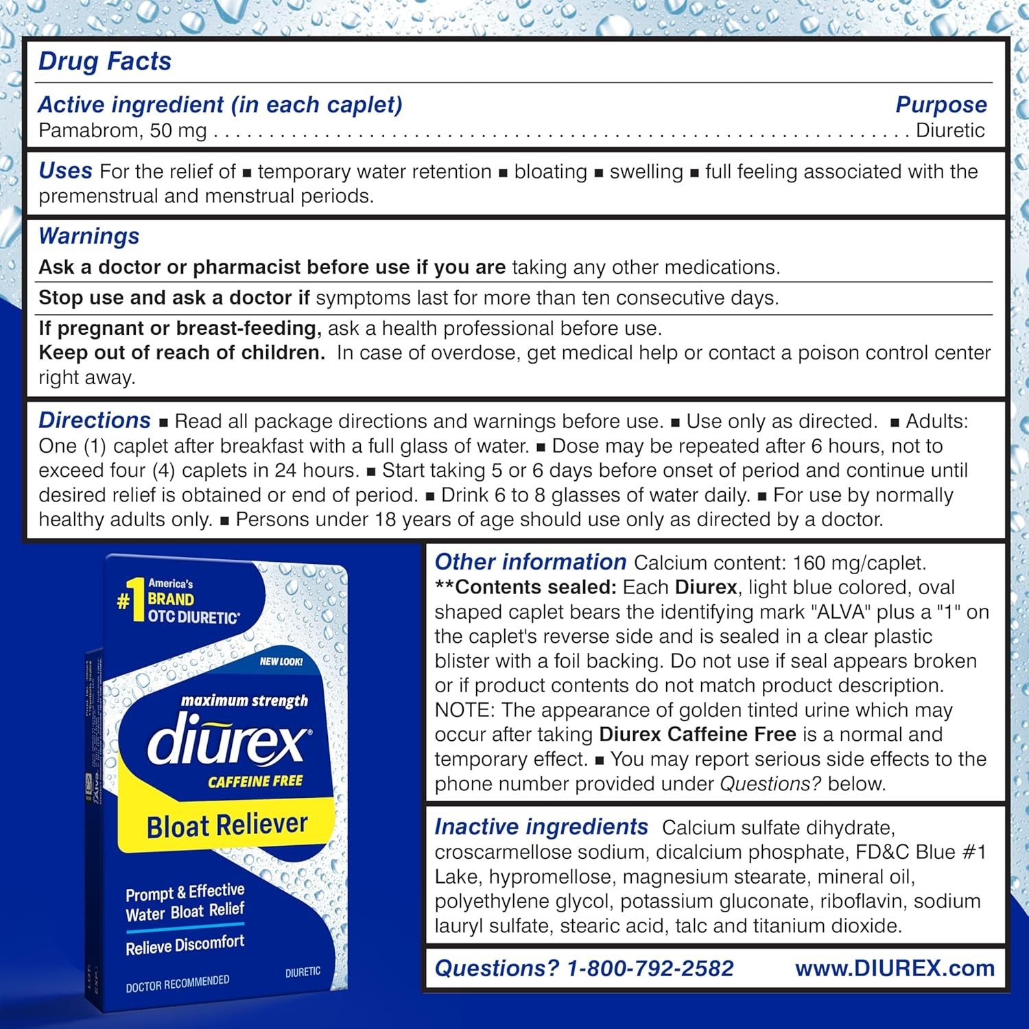 Diurex Max Maximum Strength Caffeine-Free Diuretic Water Pills 48 Count