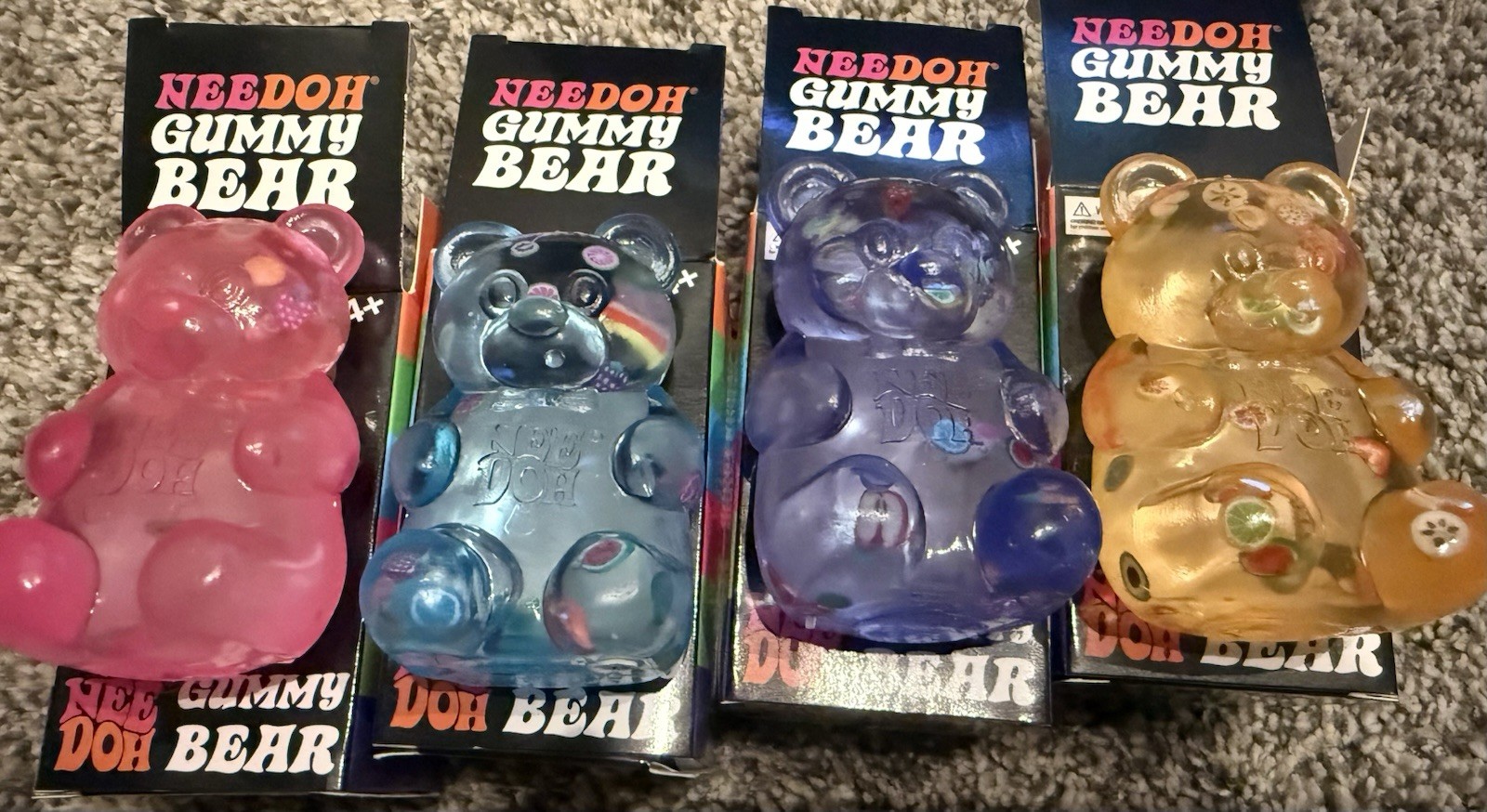 HOT ITEM-NEEDOH Gummy Bear Squishy Stress Toy Multicolor-Blue/Yellow/Pink/Purple
