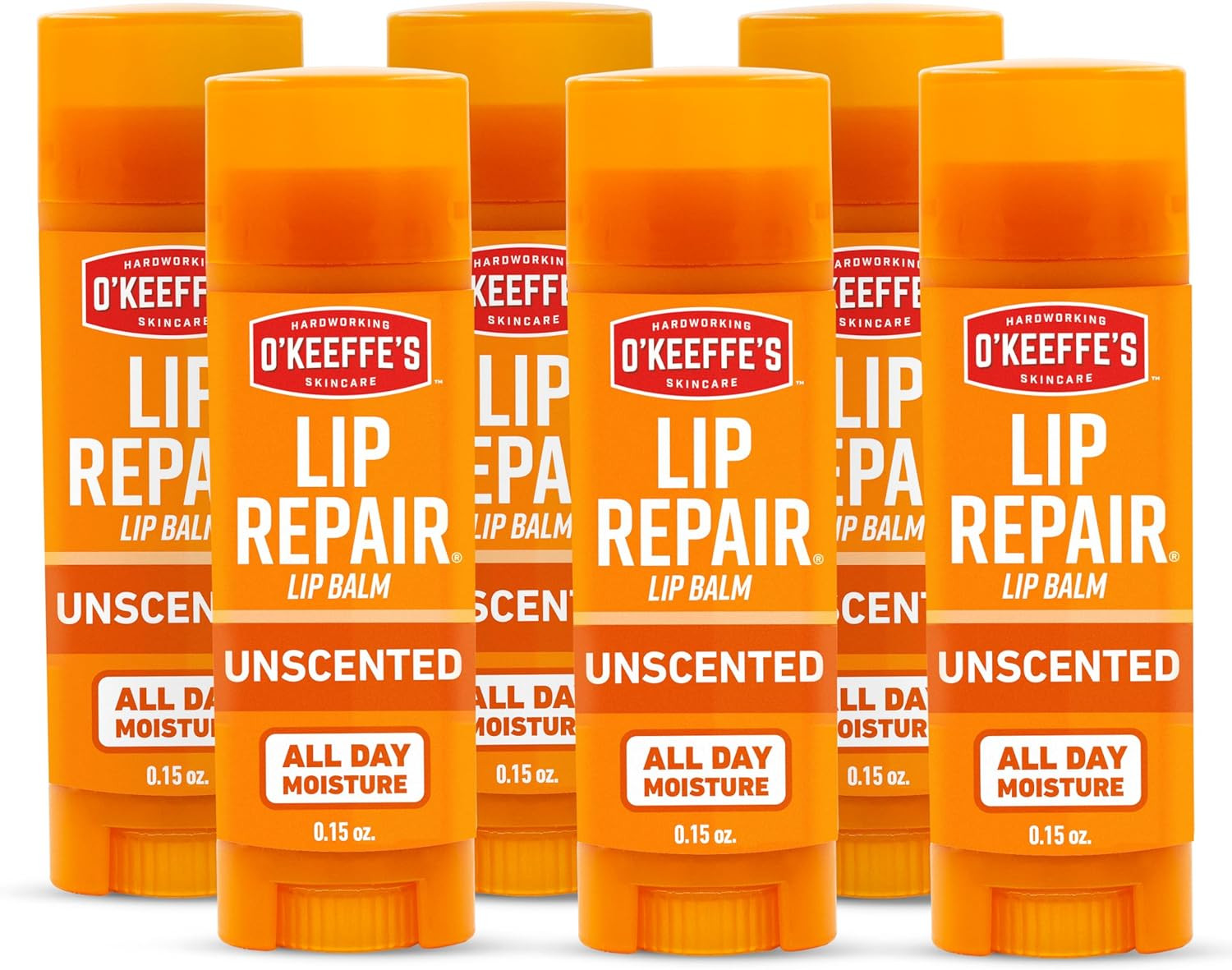 Unscented Lip Balm Stick 6 Pack Moisturizing Repair for Dry Cracked Lips