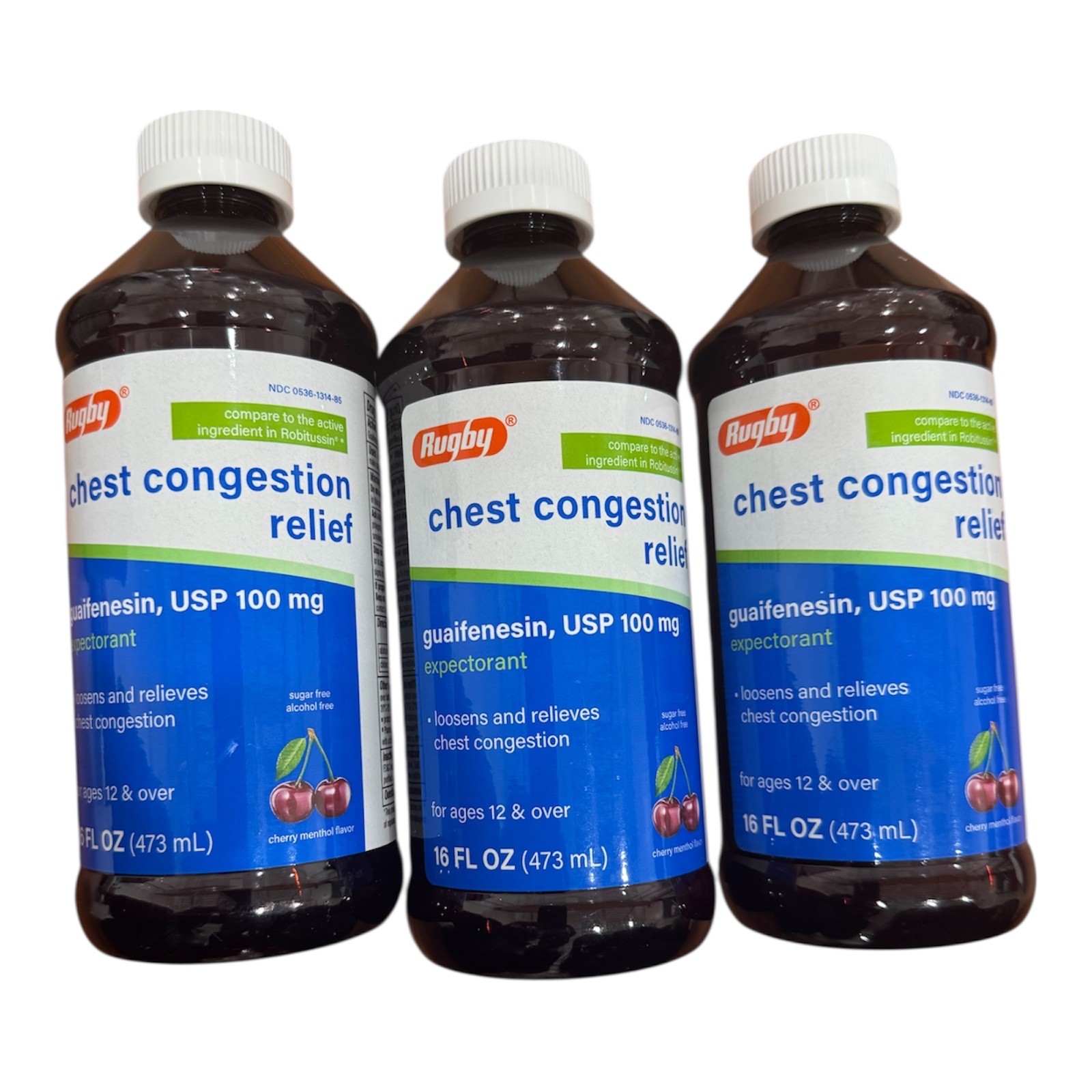 Rugby Chest Congestion Relief Syrup (3 pack) 16 Oz (473 ml) Each