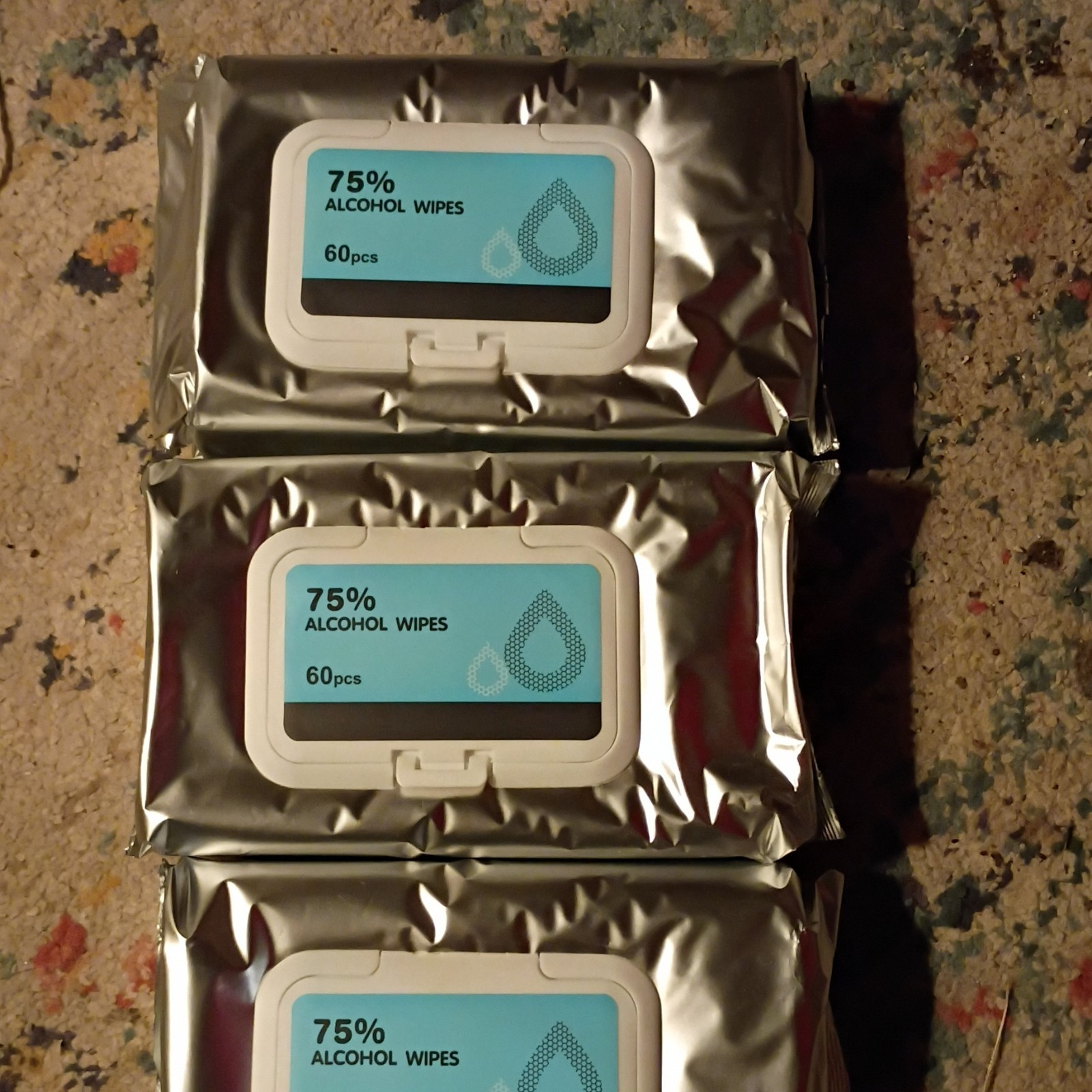 75% Alcohol Hand Sanitizer Wipes Silver Pack 60 pcs, 2 Year Validity 1.50 ea