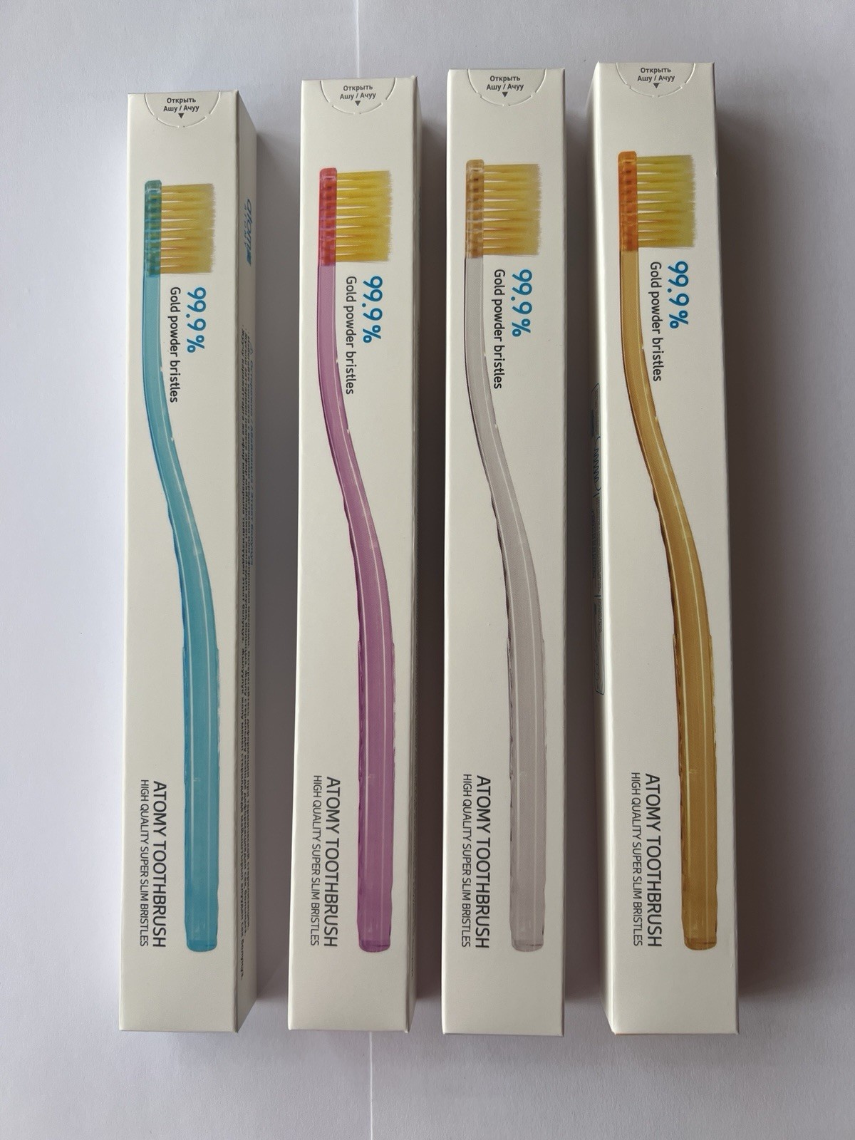 ATOMY Toothbrush 99.9% Gold Coated Nano Vitality Brush Oral Care (4 pcs).