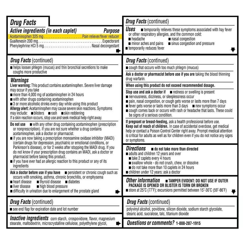 2 Pack Equate Severe Sinus Congestion & Pain Acetaminophen 325mg, 48 tab total