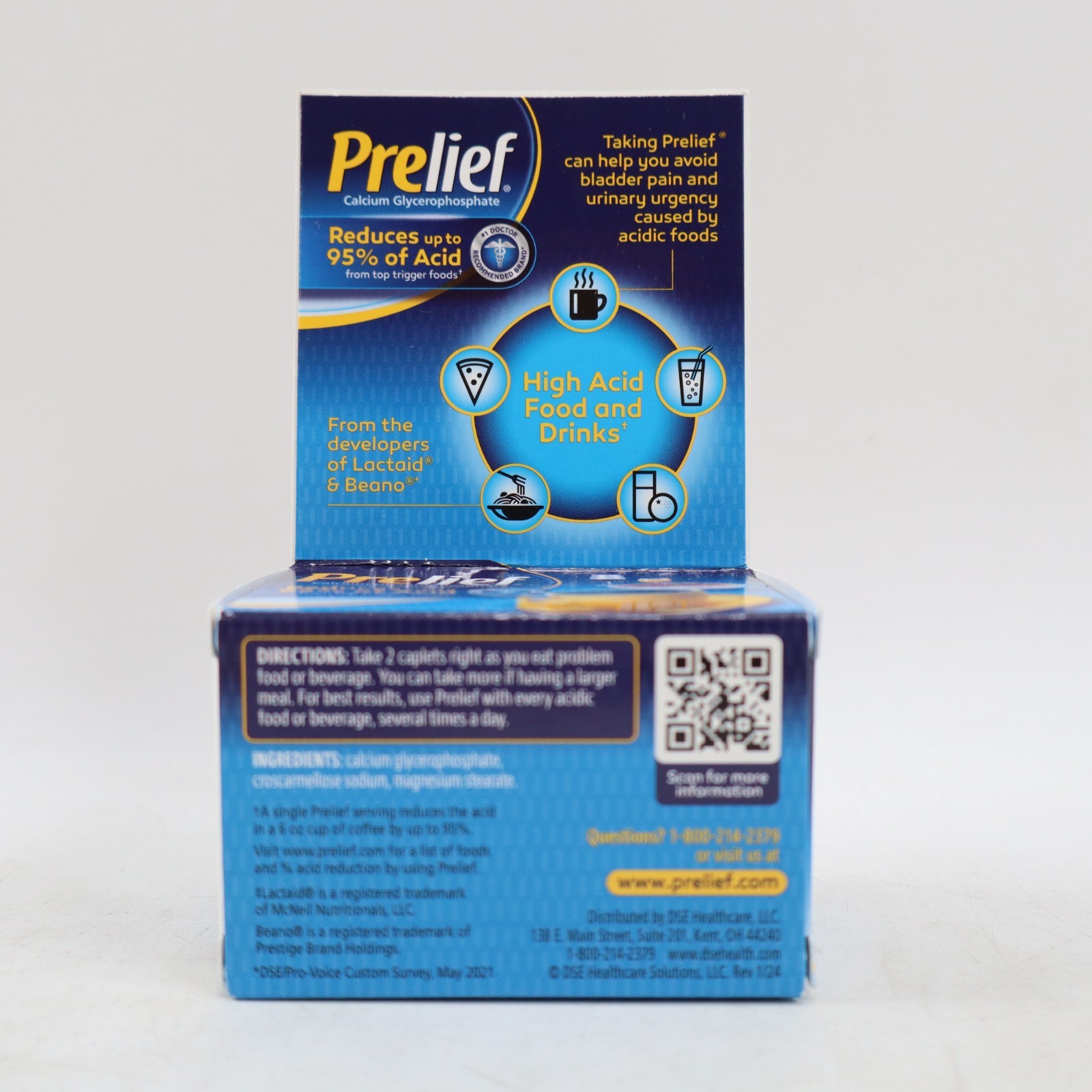 Prelief Dietary Supplement Caplets Reduces Up To 95% Of Acid 120ct EXP 05/2026+