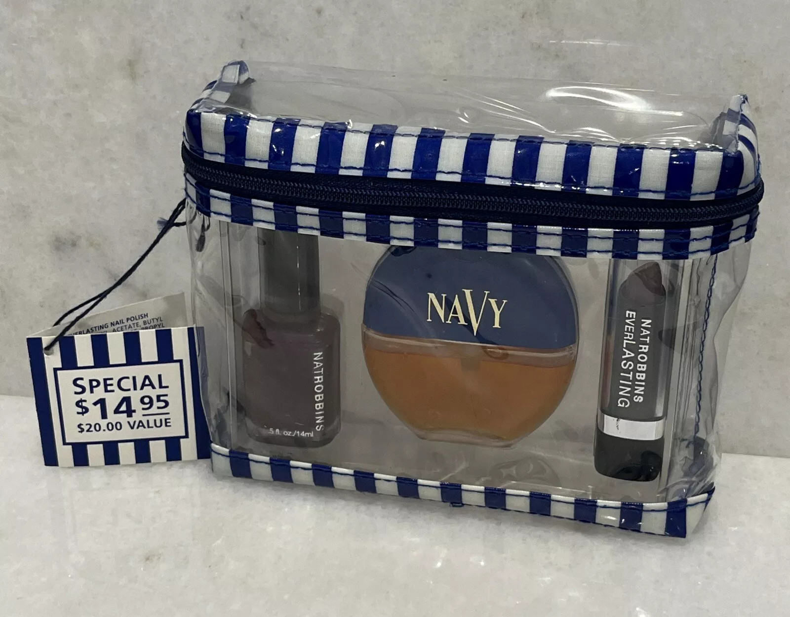 Navy Cologne Spray 0.6 oz NatRobbins Everlasting Lipstick & Nail Polish Gift Set