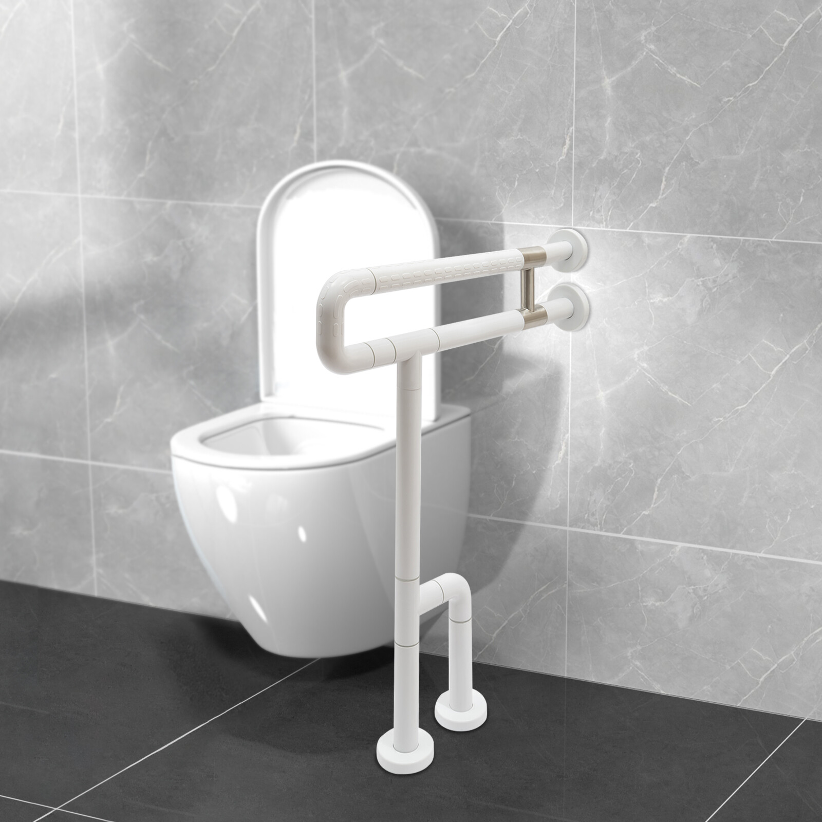 U-Shaped Toilet Grab Bar 60×70 cm SUS201 Stainless Steel ABS Grip 551lbs