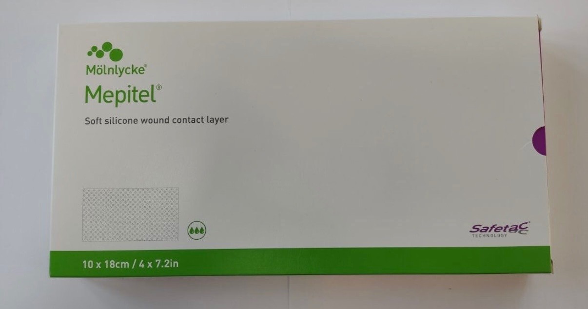 10 Sheets (1 box) Mepitel Wound Contact Layer with Safetac 4″ x 7.2″ (10x18cm)