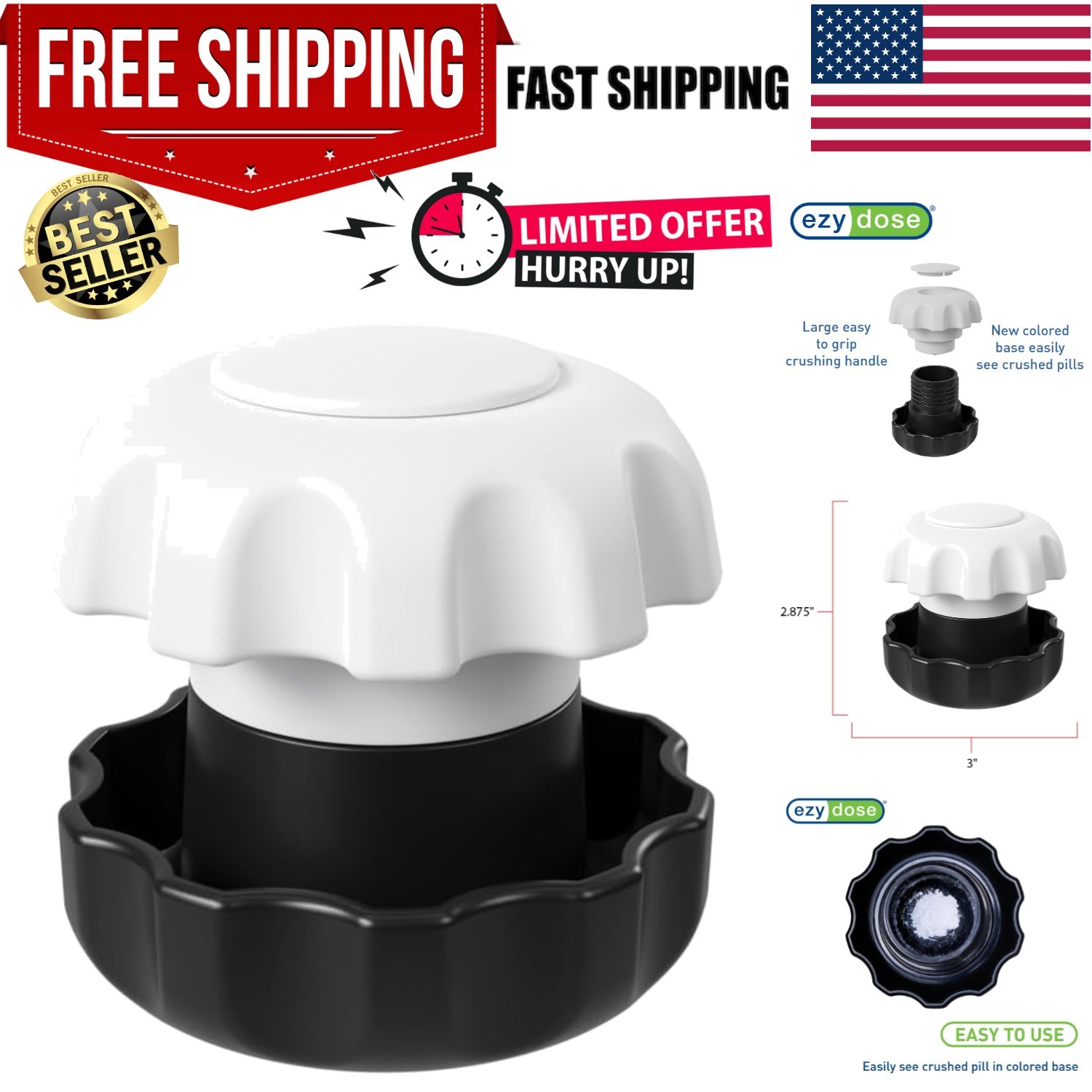 BPA Free Pill Crusher – Effortlessly Crush & Store Medications for Home & Travel