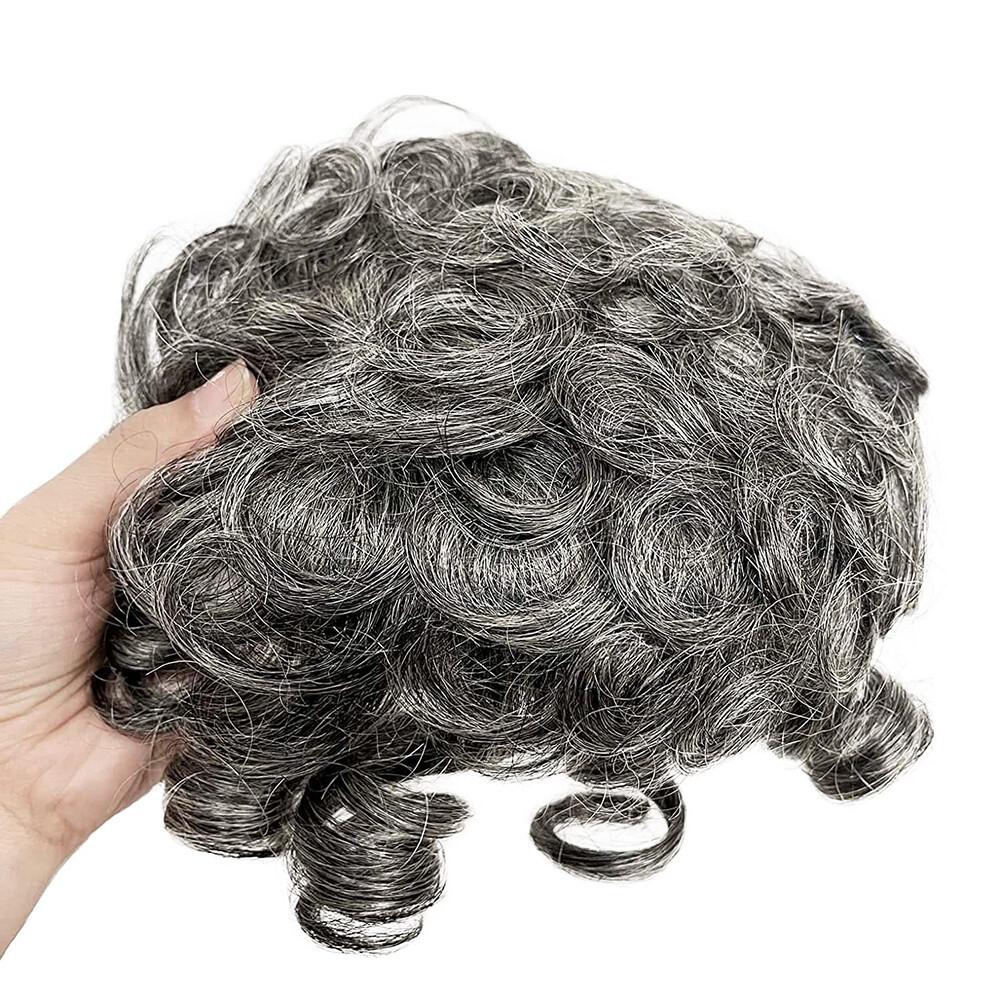 Short Wavy Curly Hair Crown Topper Human Hair Replacement for Women’s Thin Hair