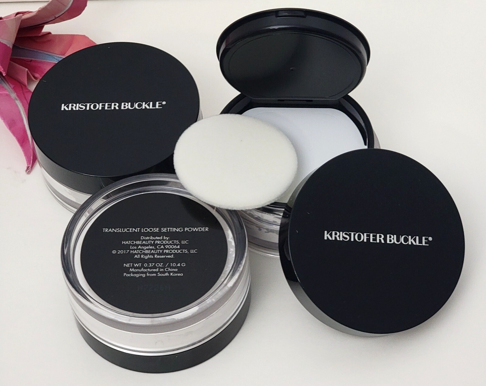 3 – KRISTOFER BUCKLE TRANSLUCENT LOOSE SETTING POWDER 0.37 oz with Puff SEALED