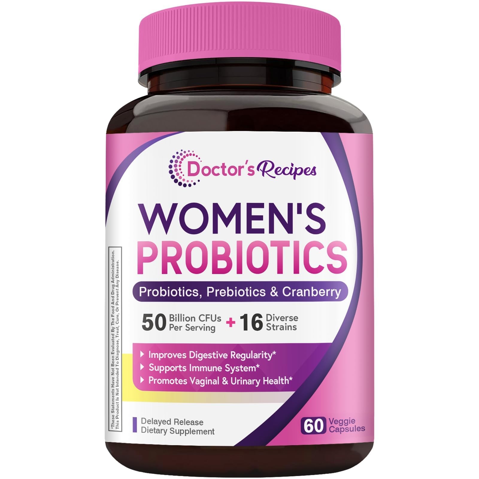 Doctor’s Recipes Women’s Probiotic, 60 Caps 50 60 Count (Pack of 1), Berry