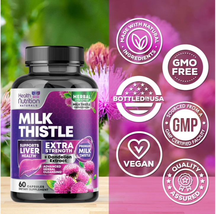 ( 2 pack ) Milk Thistle Supplement for Liver Detox and Cleanse 1000mg