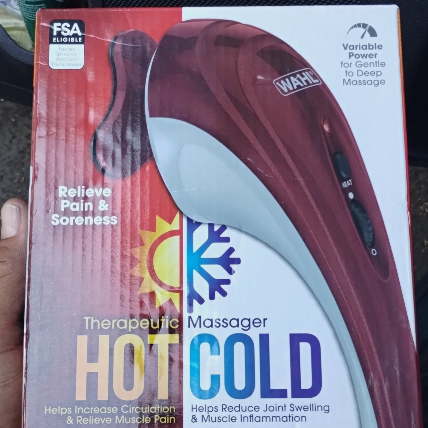 Wahl Therapeutic Hot/Cold Heated Vibrating Handheld Massager, Multispeed, 7