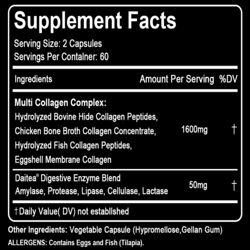 Vital Vitamins Multi Collagen Complex – Type I, II, III, V, X, Capsules