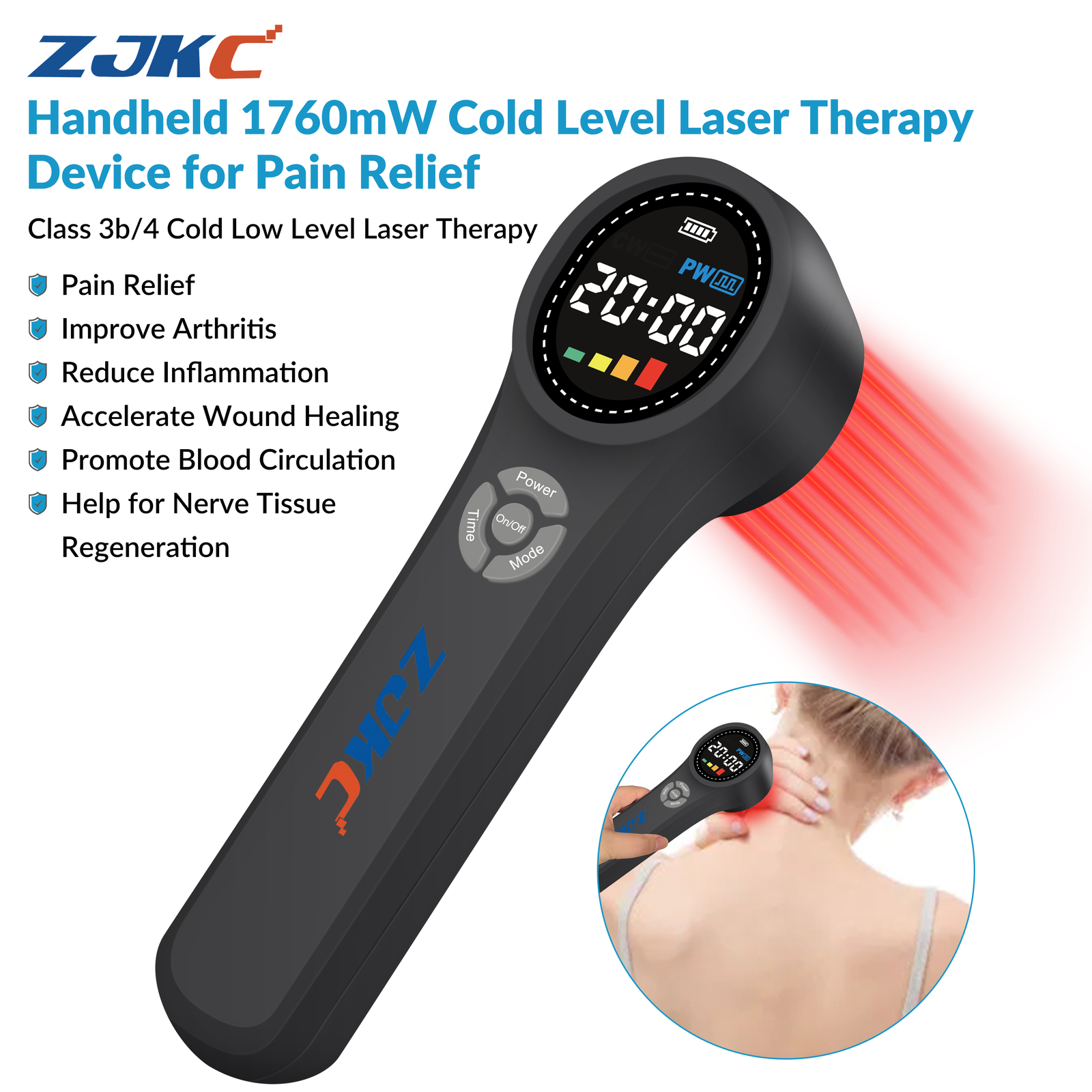 1760mW Class 3b/4 Cold Laser Therapy for Pain Relief Low Level Treatment Device