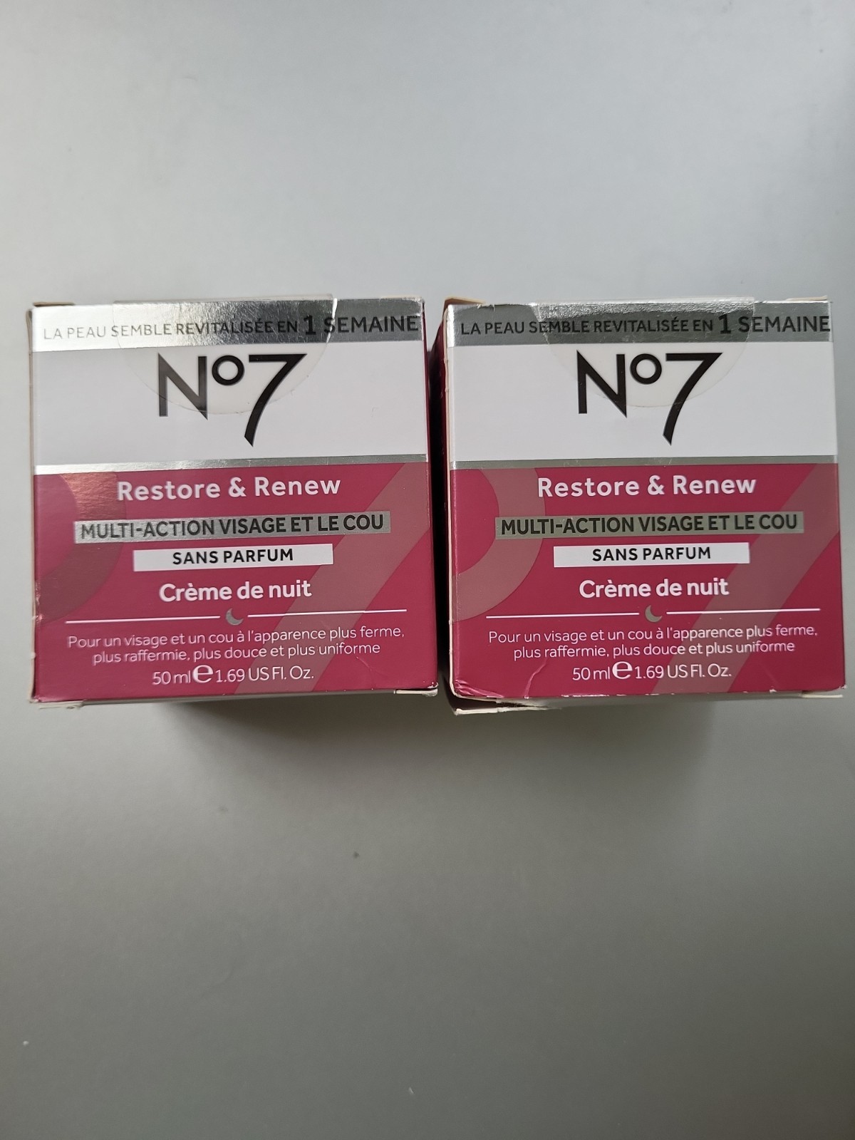 No7 Restore & Renew Face & Neck Multi Action Fragrance-Free Night Cream Of Two