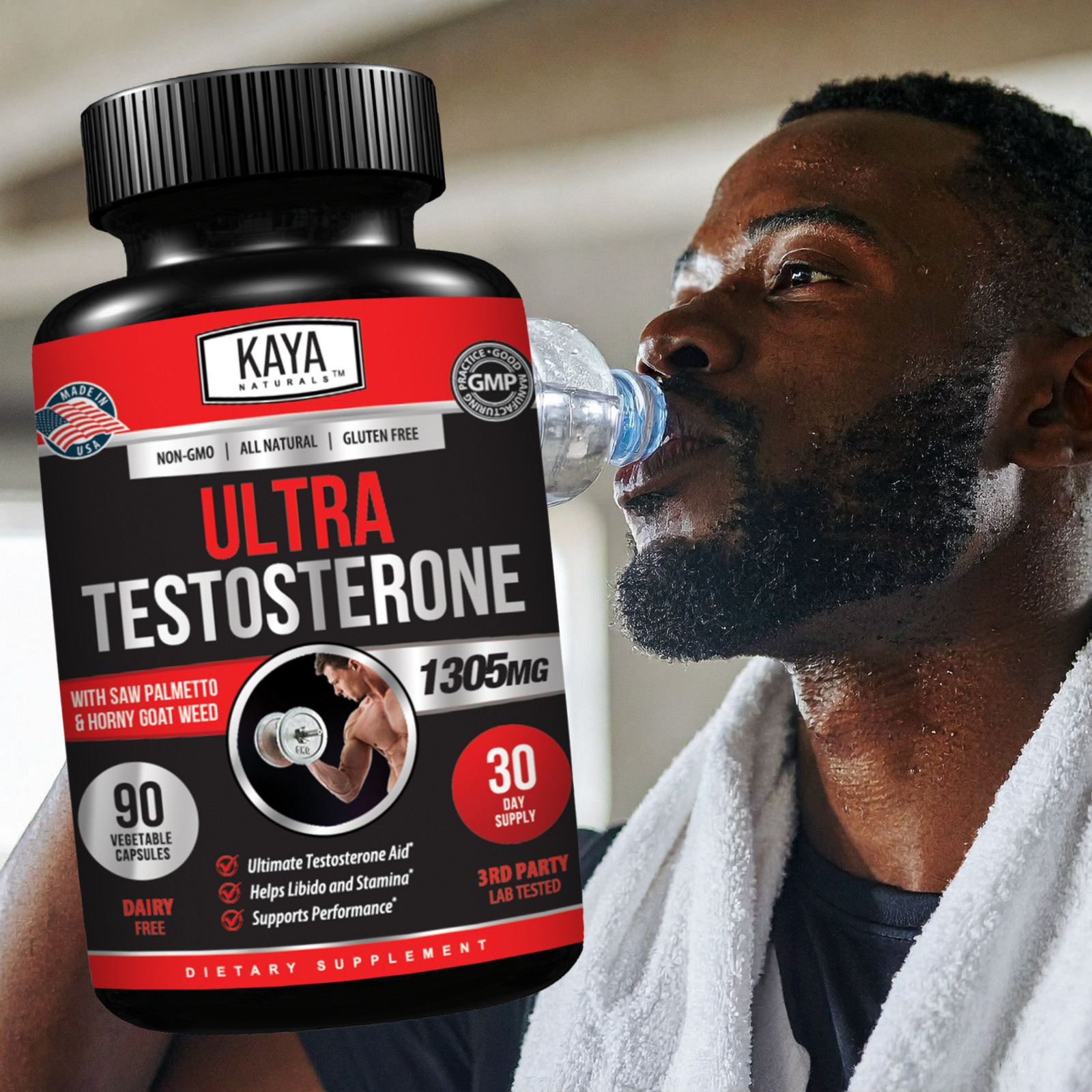 Natural Testosterone Booster 90ct Increase Energy Improve Muscle Strength Growth