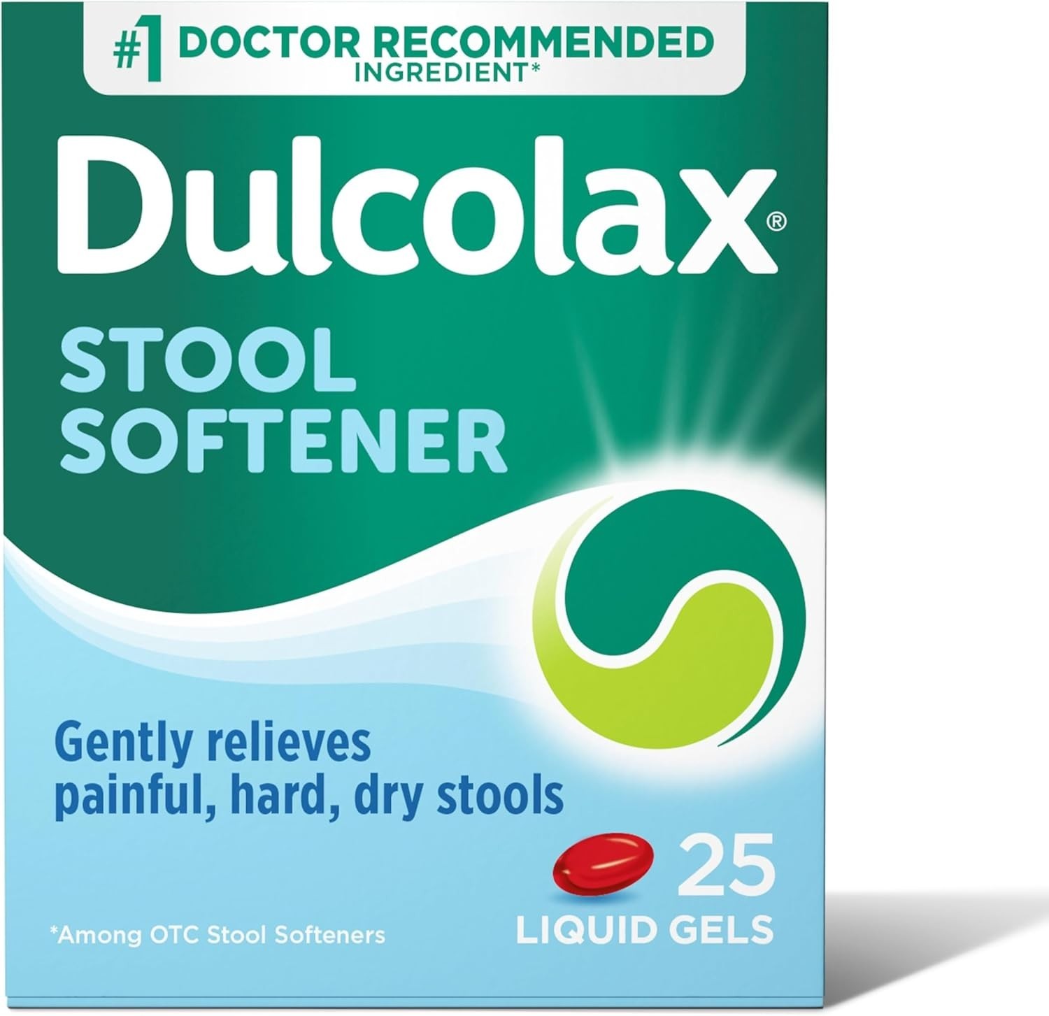 Dulcolax Stool Softener 100mg Liquid Gel Capsules Constipation Relief 25ct