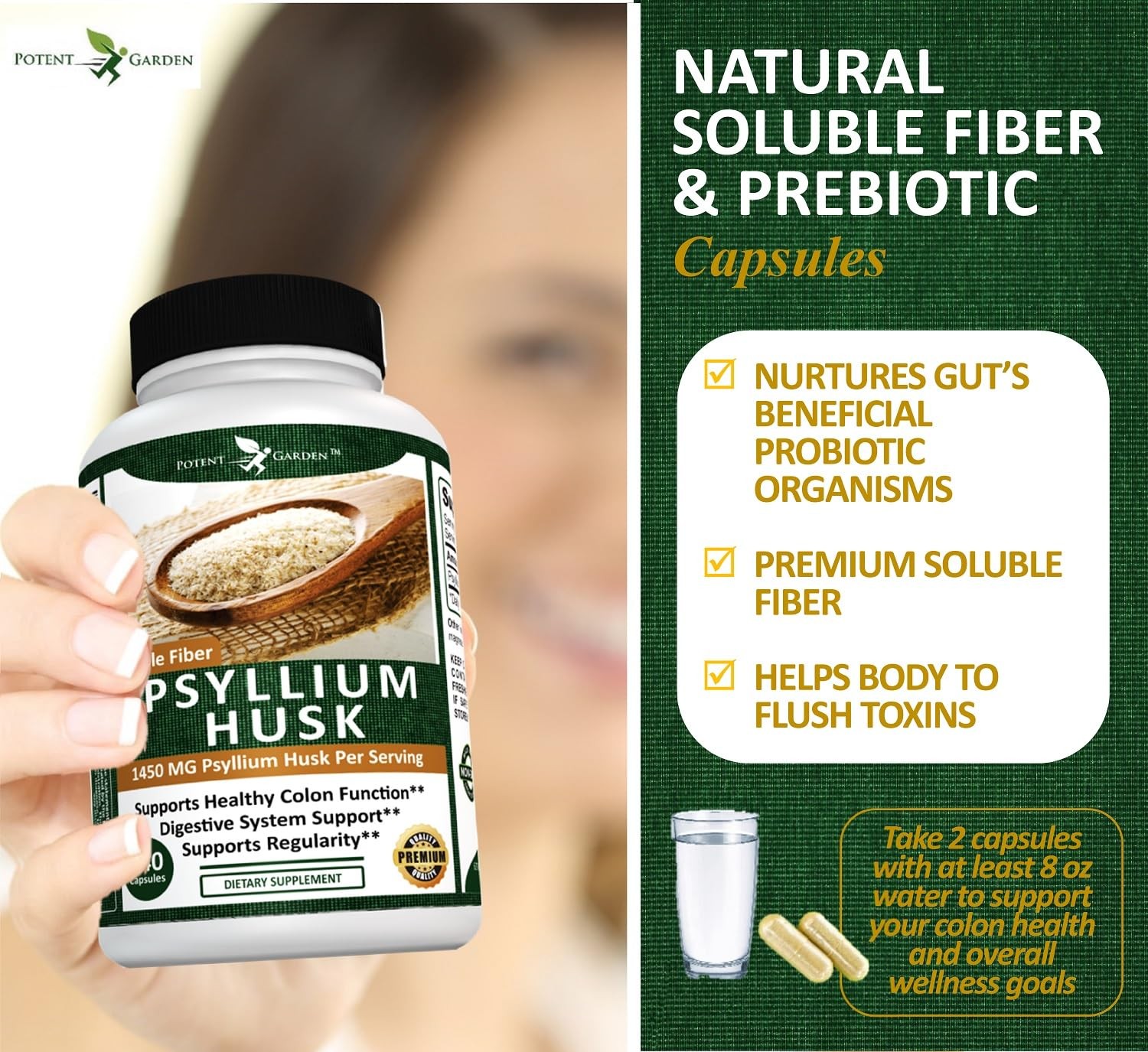 Psyllium Husk All Natural & Powerful Soluble Dietary Fiber Helps Regularity &…