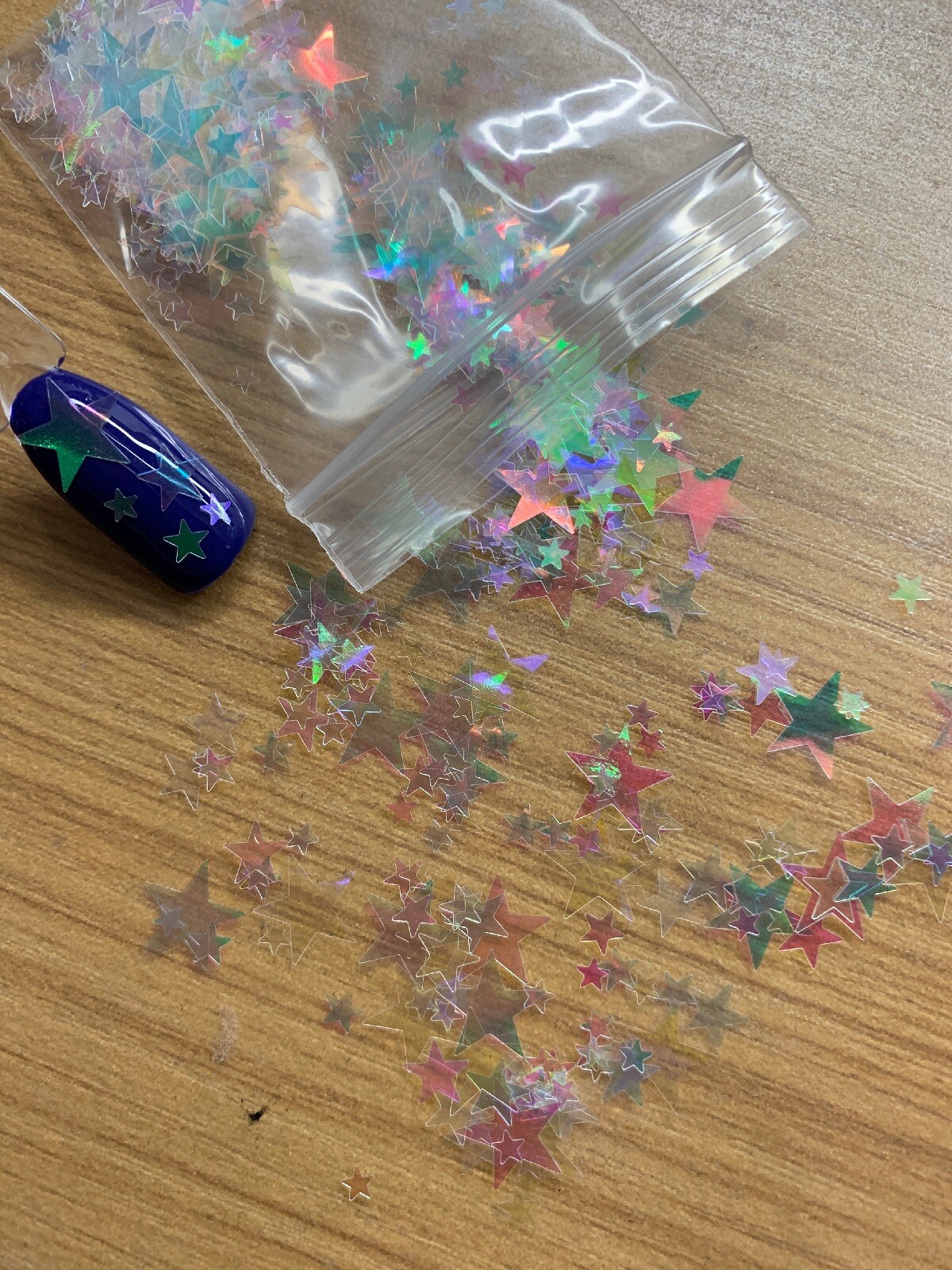 Iridescent Mixed Sizes Star Nail Glitter | 1 TSP | Gel Nail Art & Acrylic