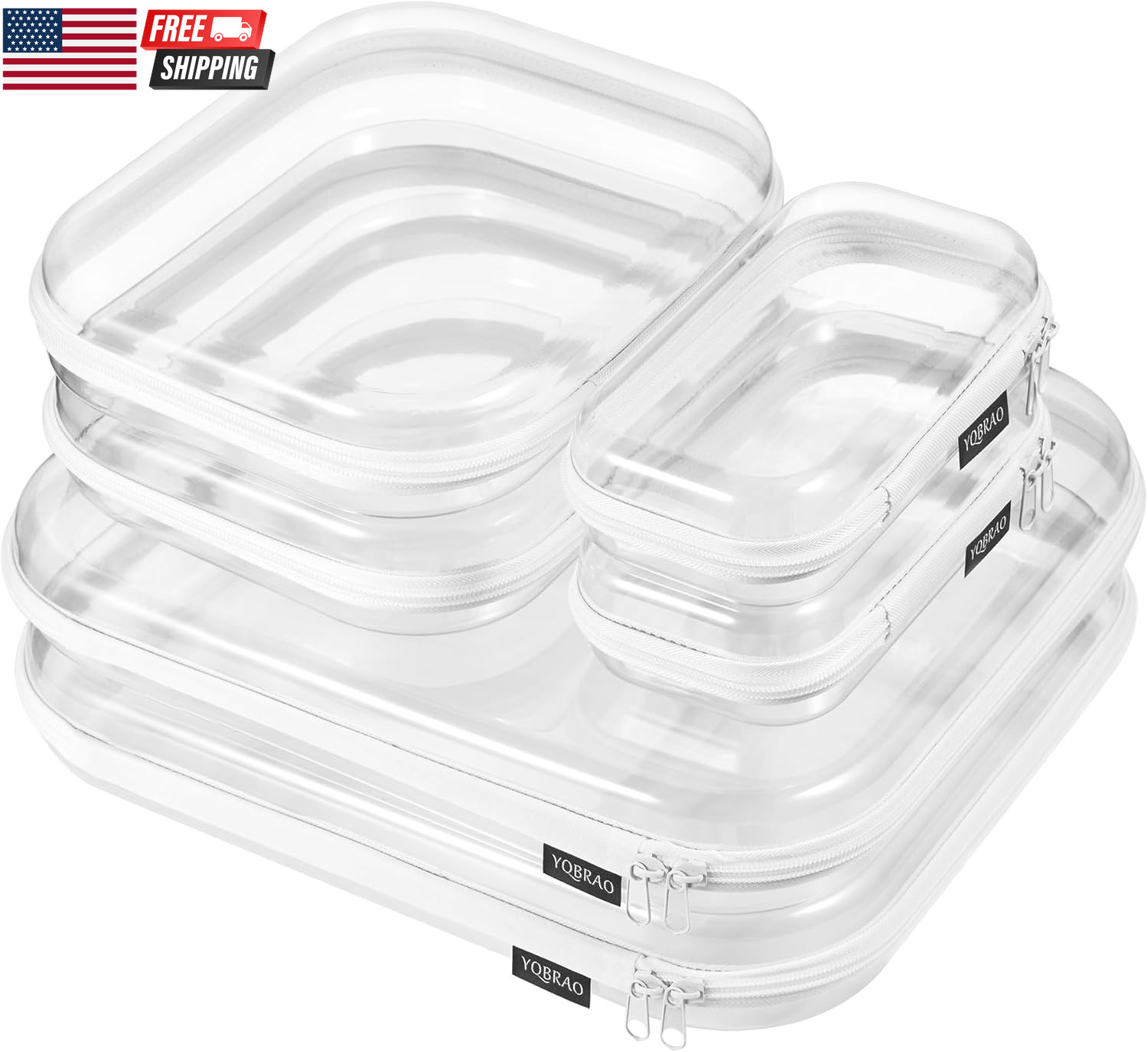 6 Pack Clear Hard Shell Zipper Case, 1.2Mm Heavy Duty Crush-Proof Diaper Bag Org