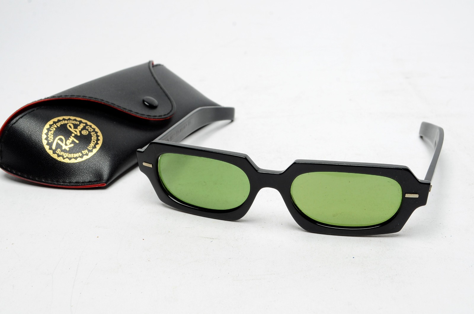 Vintage Cool-Ray Polaroid #120 Black Green Lens Sunglasses w/ Ray-Ban Case