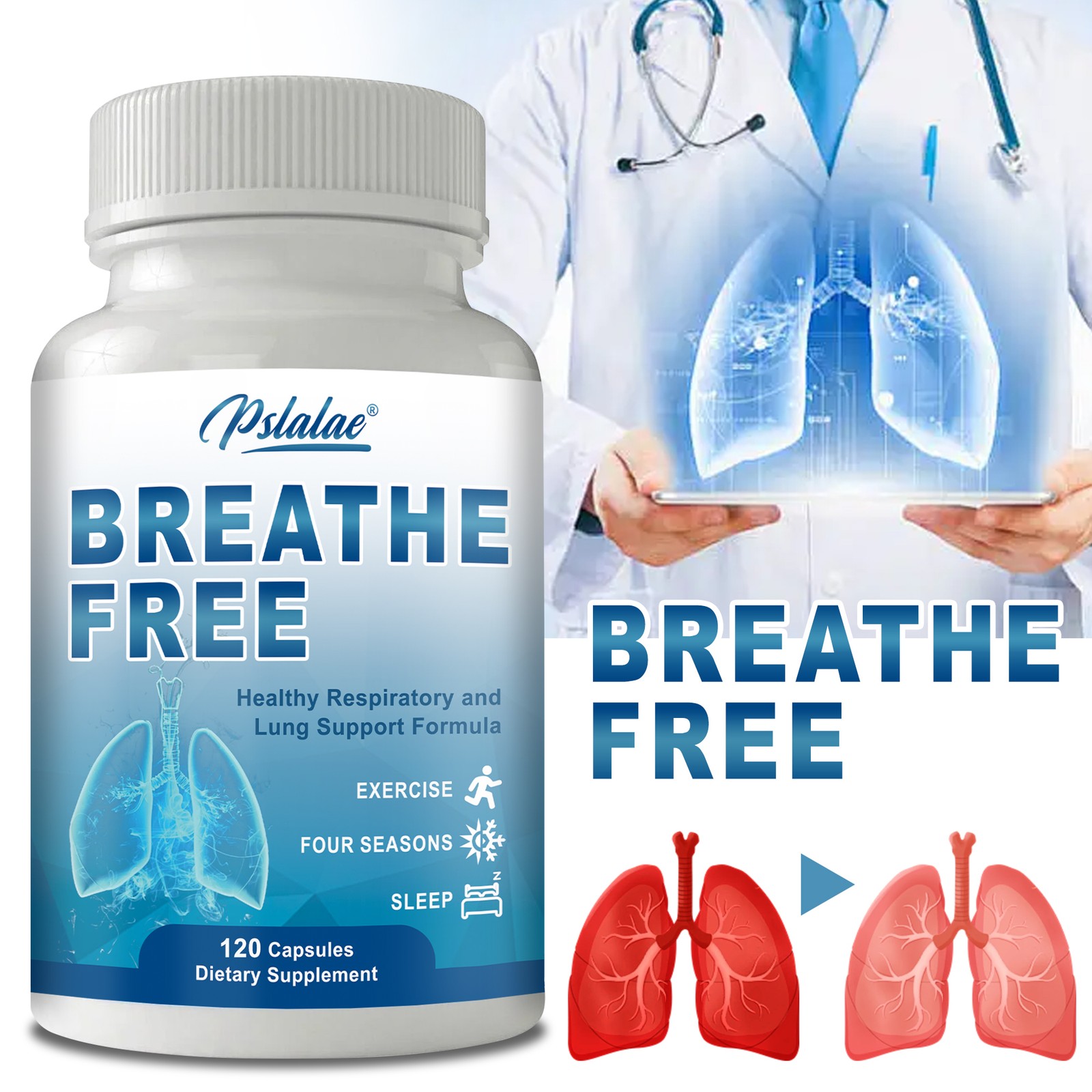 Breathe Easy – Natural Lung, Nasal Health Formula, Bronchial, Respiratory, Sinus