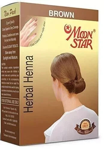 MOON STAR Herbal Henna Brown Hair Colour 6 pouches 10 Gms Each 1 free hair brush