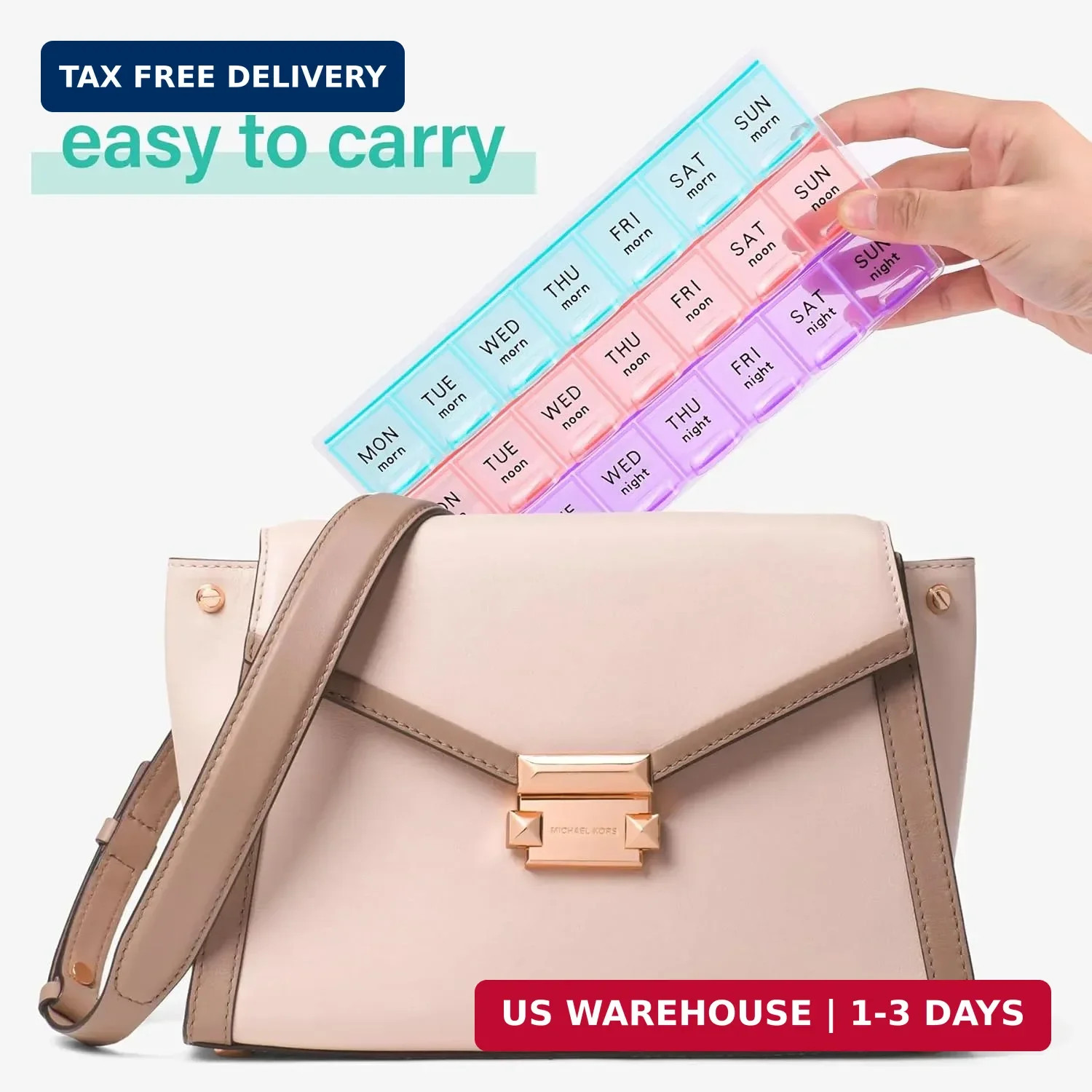 Large Weekly Pill Organizer 3 Times A Day,Travel Pill Cases ，Moisture-Proof 7 Da
