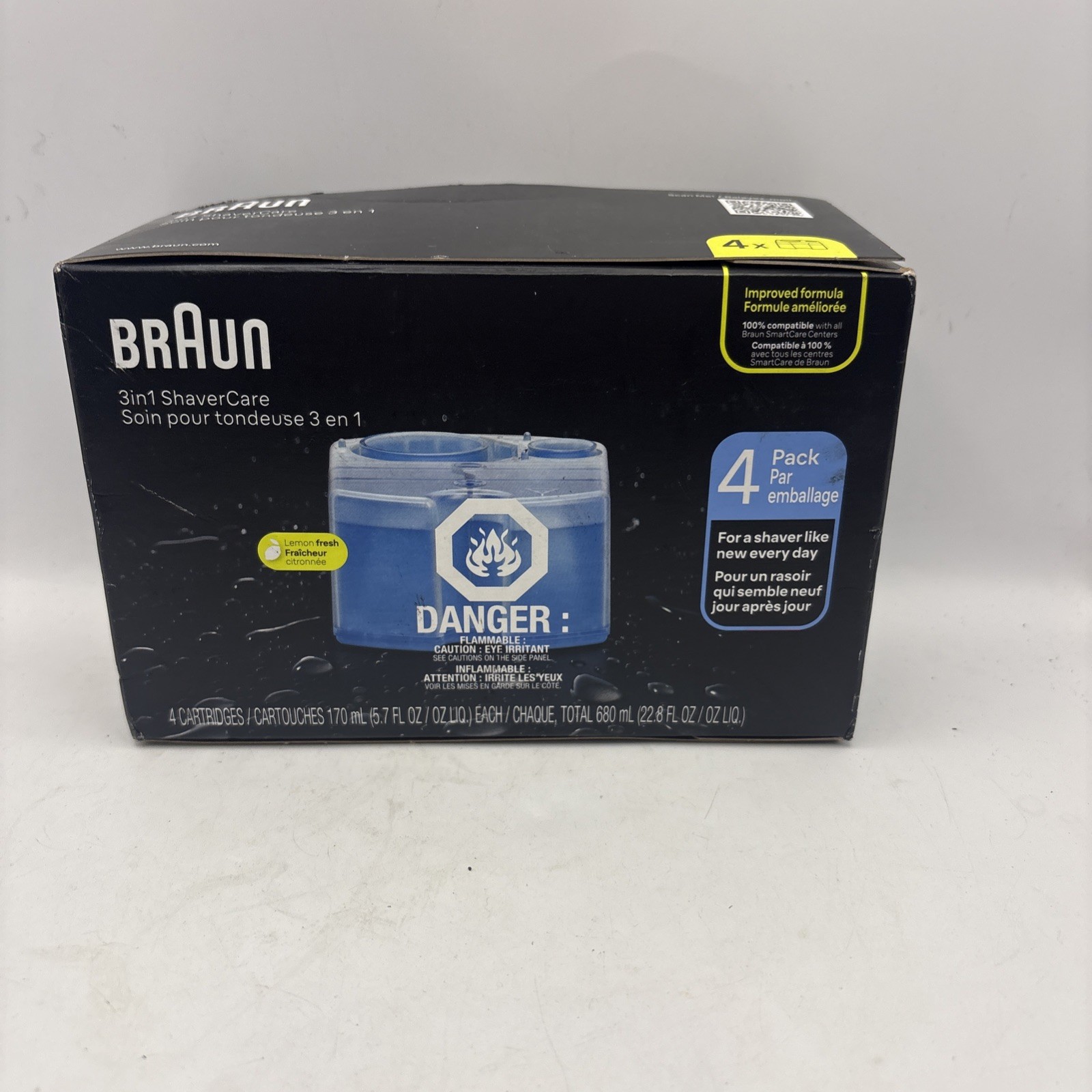 NEW Braun Clean & Renew Refill Cartridges Lemon Fresh (4 Pack) 3 In 1 Shavercare