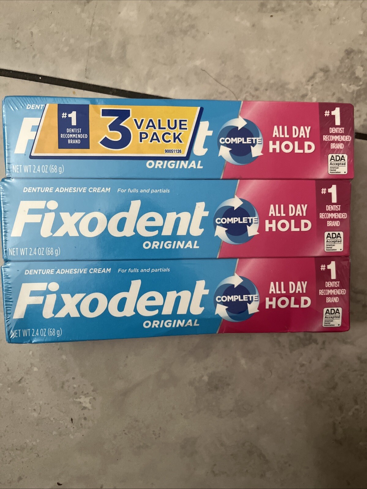 3 Pack! FIXODENT Original 2.4 OZ Each – Denture Adhesive Cream