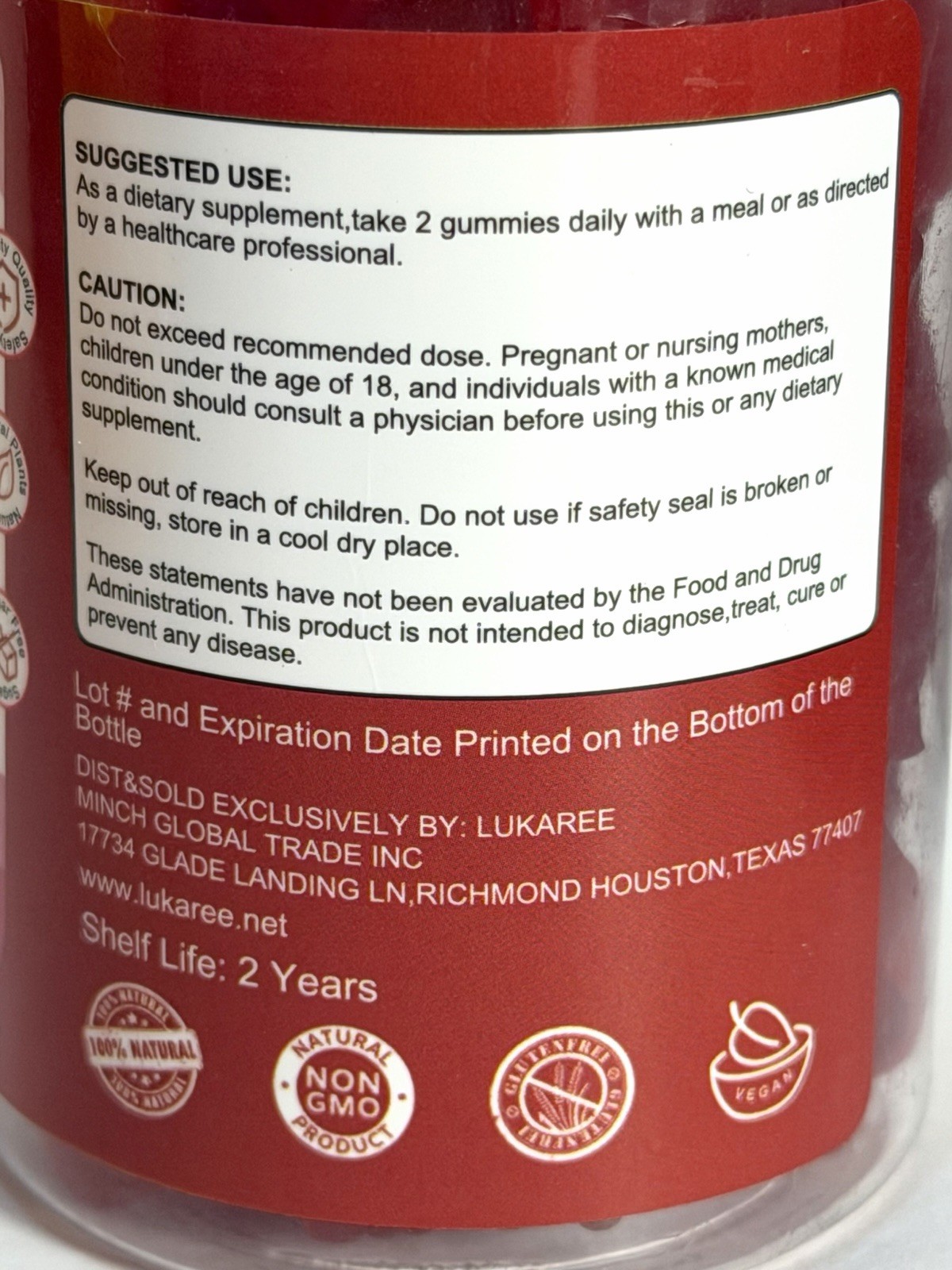 Lukaree Liver Cleanse Detox & Repair Gummies Milk Thistle+ Sugar Free Raspberry