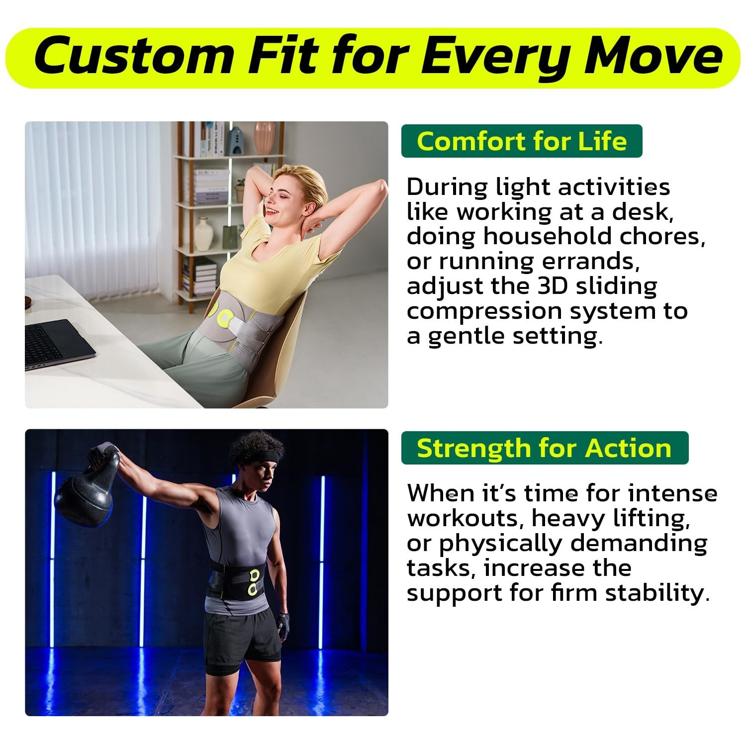360° Back Brace for Lower Back Pain Relief – Soft Lumbar Support Belt for Hernia