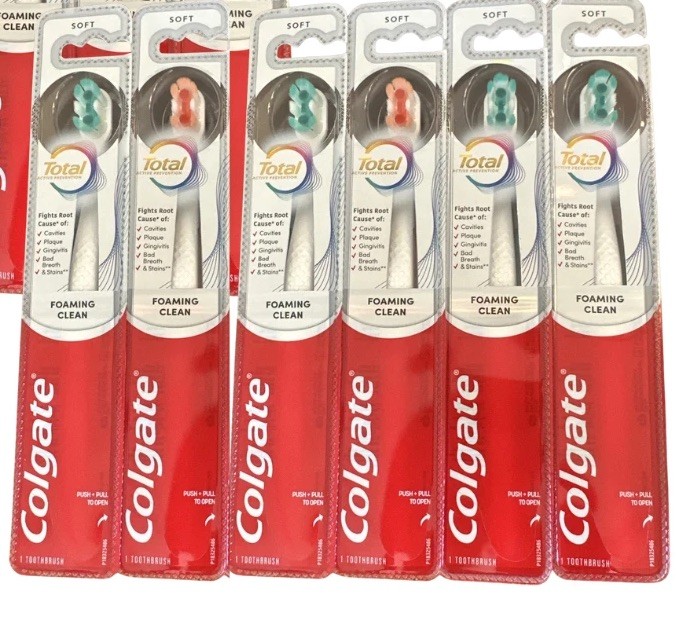 6 PACK: Colgate Total Active Prevention Foaming Clean Toothbrush, Soft Bristles