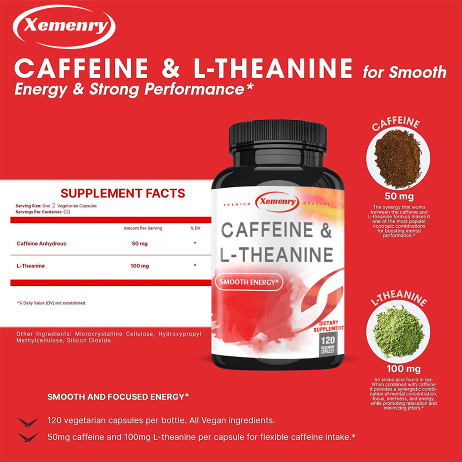 Caffeine & L-Theanine 150mg – Boost Energy & Focus, Relaxation, Calm, Sleep